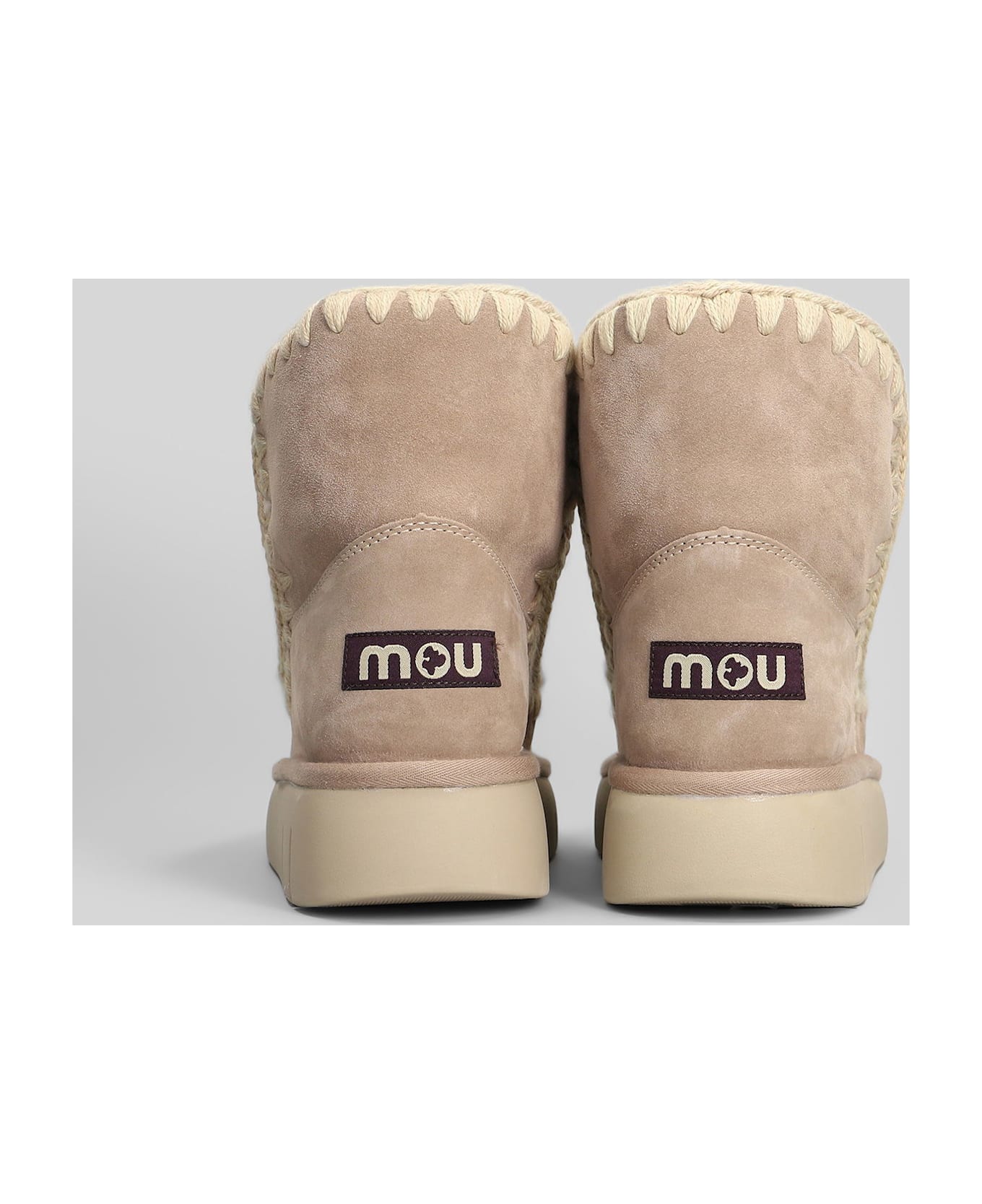 Mou Bounce Boot High Heels Ankle Boots In Camel Suede - Camel