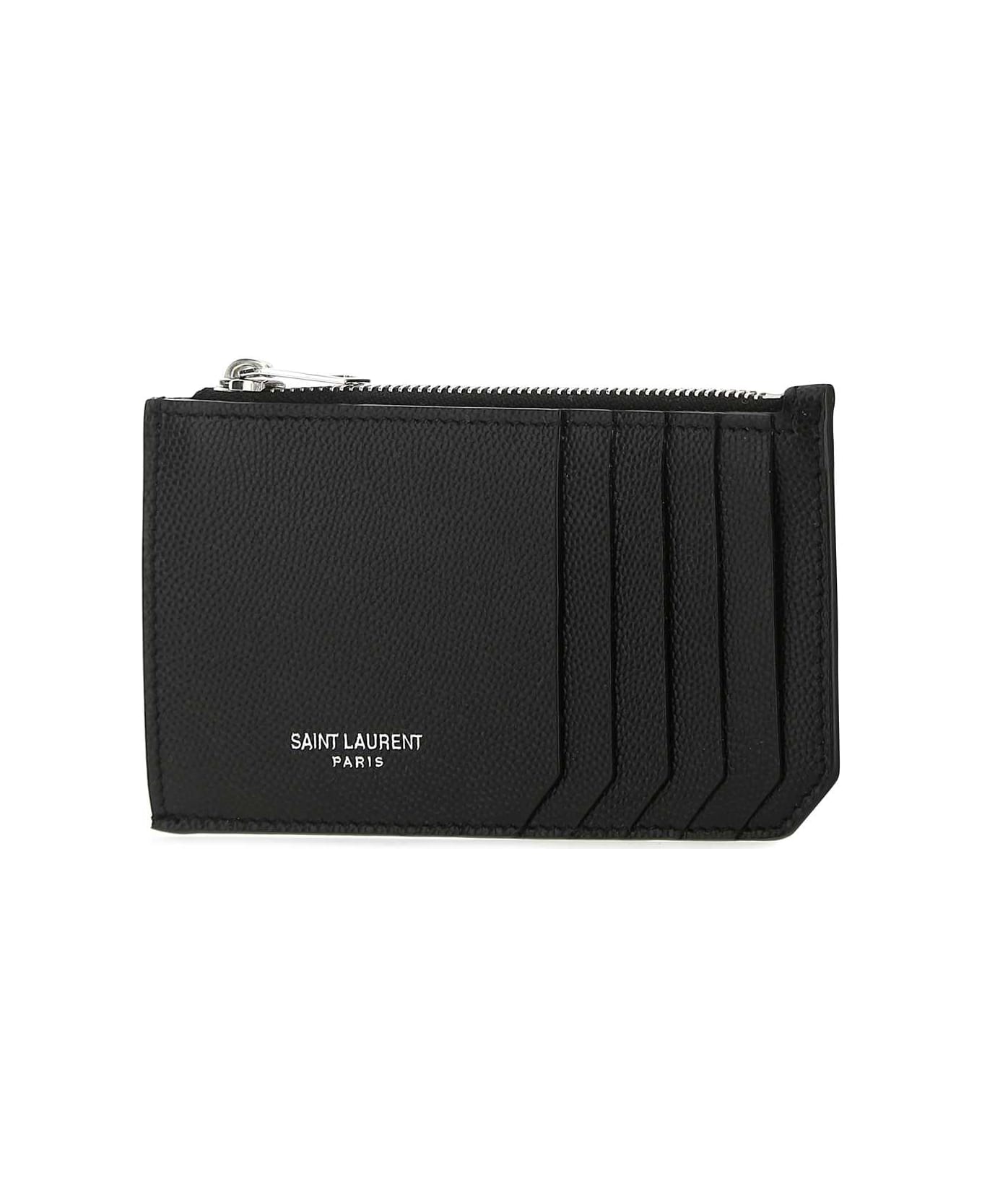 Saint Laurent Black Leather Card Holder - NERO