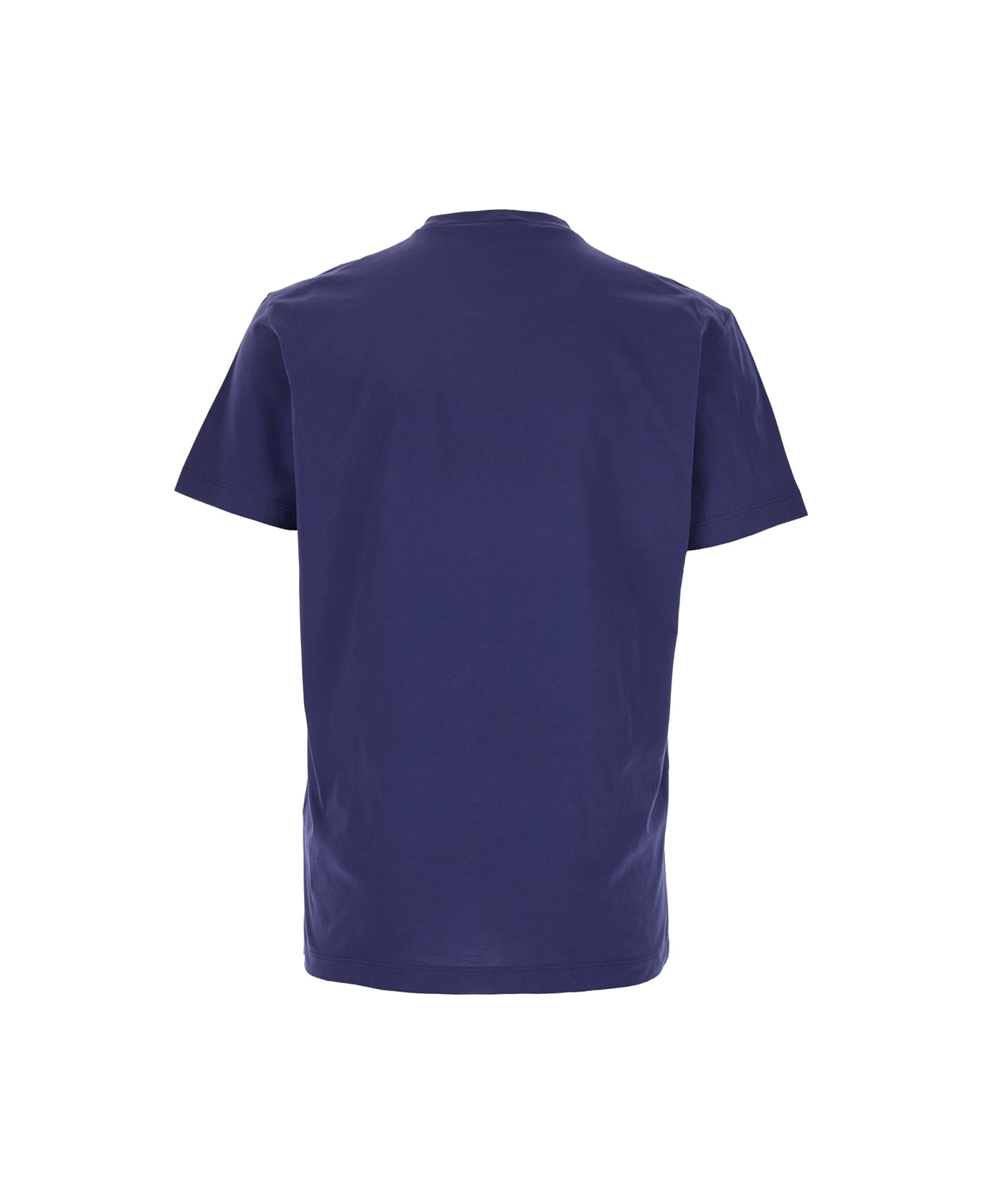 Dsquared2 Blue Crewneck T-shirt With Logo Print On The Front In Cotton Man - Blu