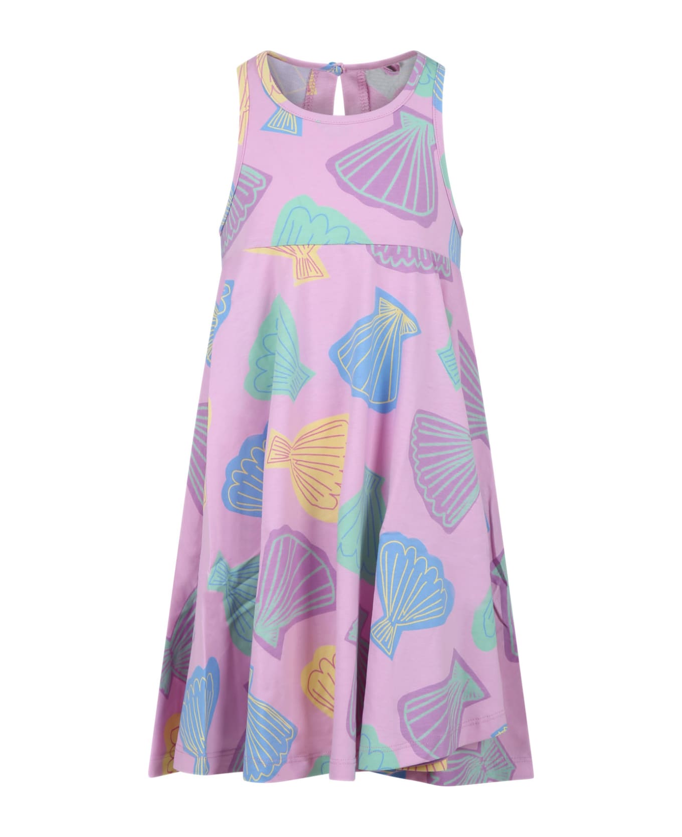 Stella McCartney Kids Pink Dress For Girl With All-over Multicolor Print - Pink