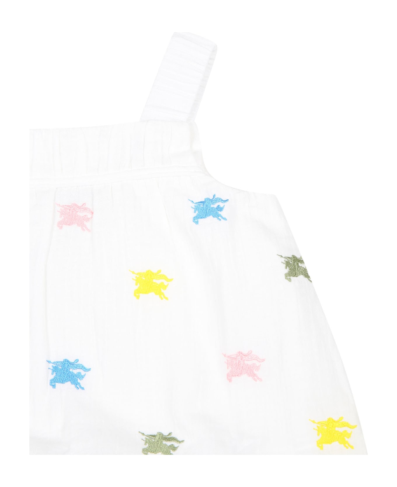 Burberry White Dress For Baby Girl With Embroidery - White ウェア