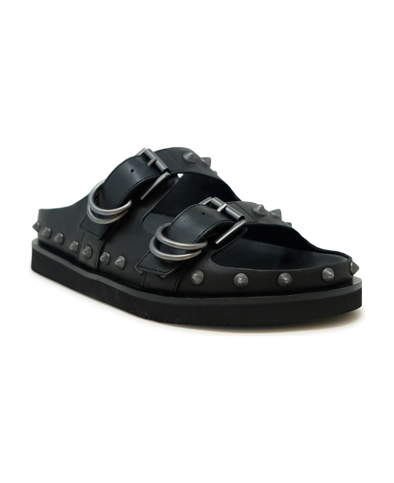 Ash Black Leather Sandal - BLACK