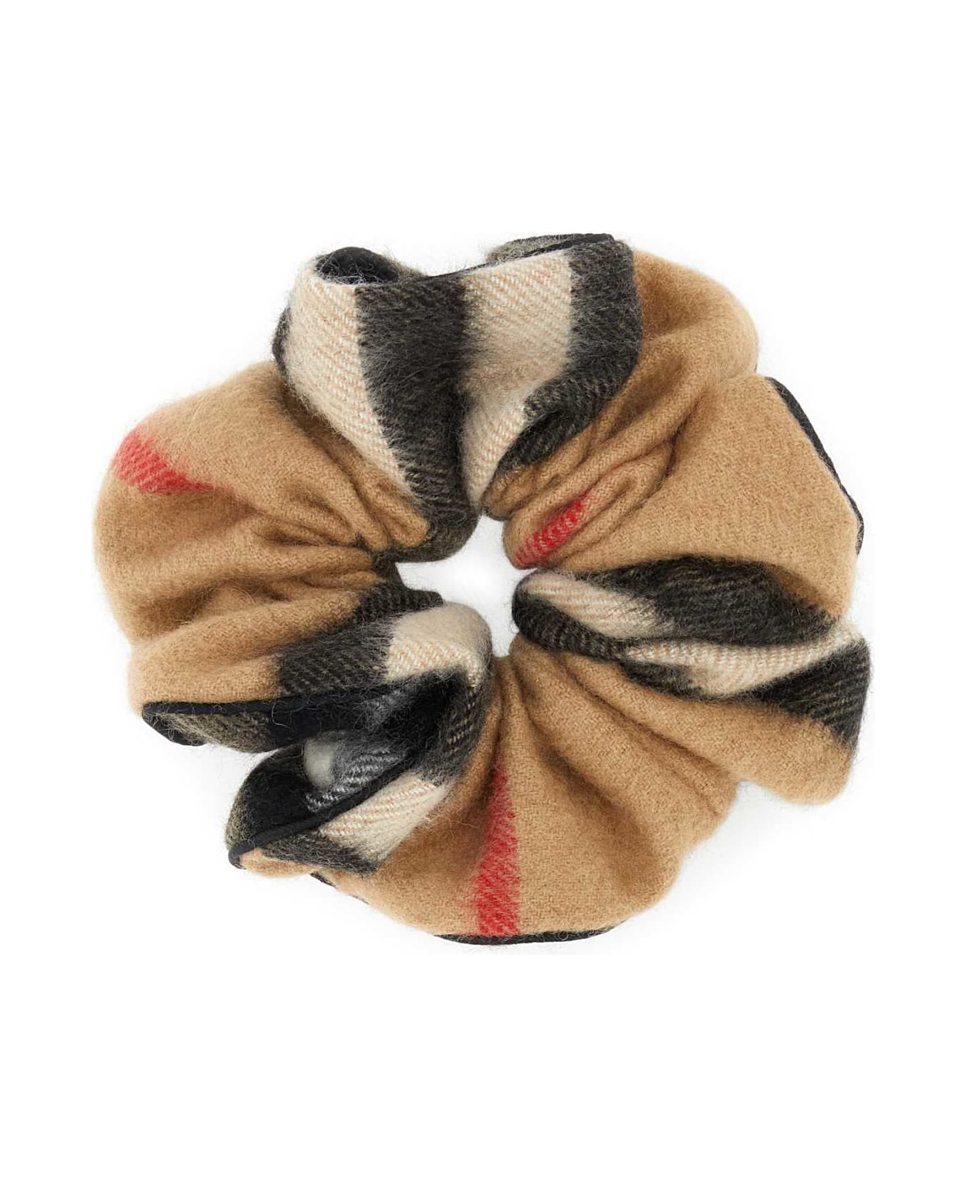 Burberry Embroidered Cashmere Scrunchies - CAMEL