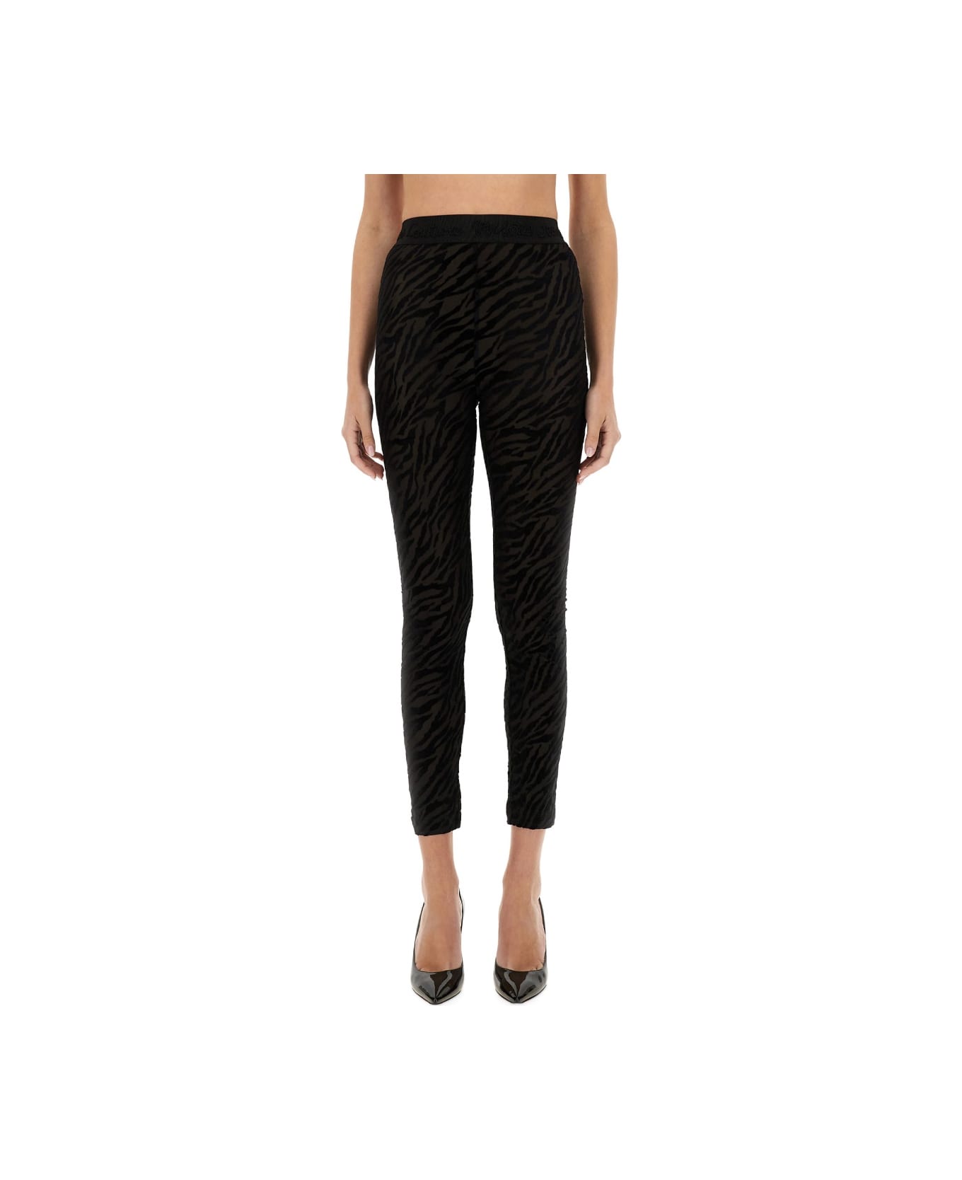 Versace Jeans Couture Zebra Devoré Leggings - BLACK