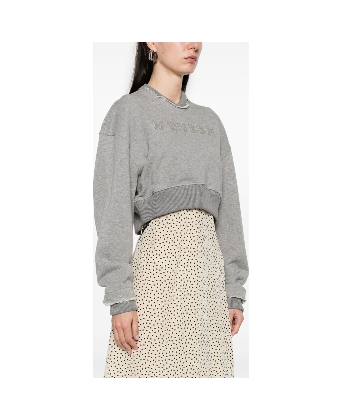 Alexander McQueen Logo Cotton Cropped Sweatshirt - Grey