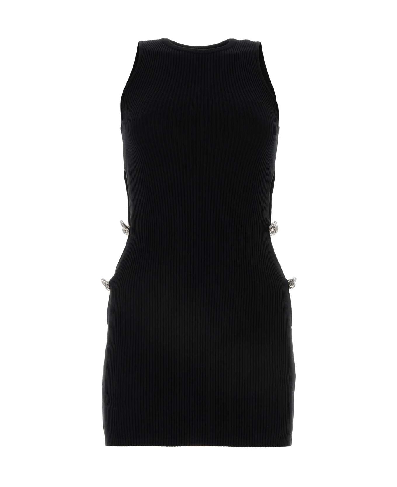 Mach & Mach Black Viscose Blend Mini Dress - BLACK