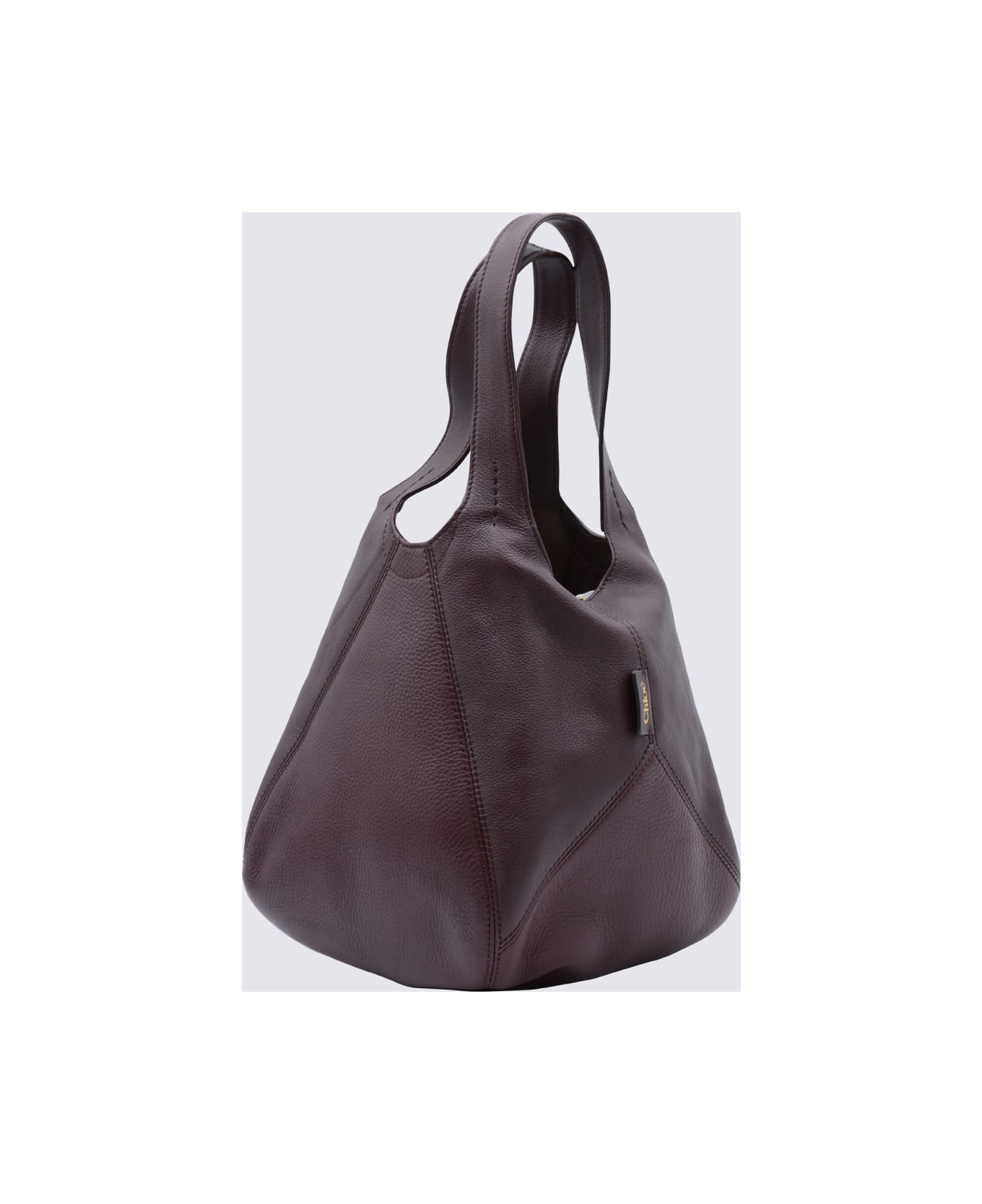 Chloé Dark Purple Leather Balloon Tote - GRENAT