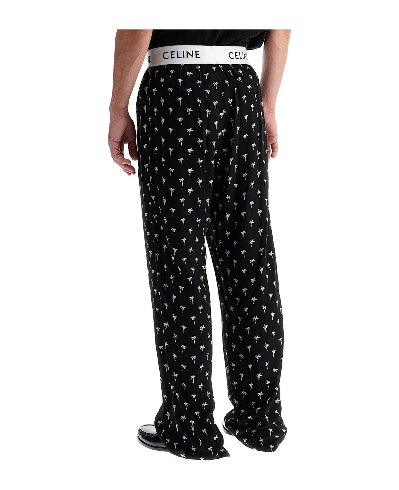 Celine Mini Palm Tree Pajama Pants - Black