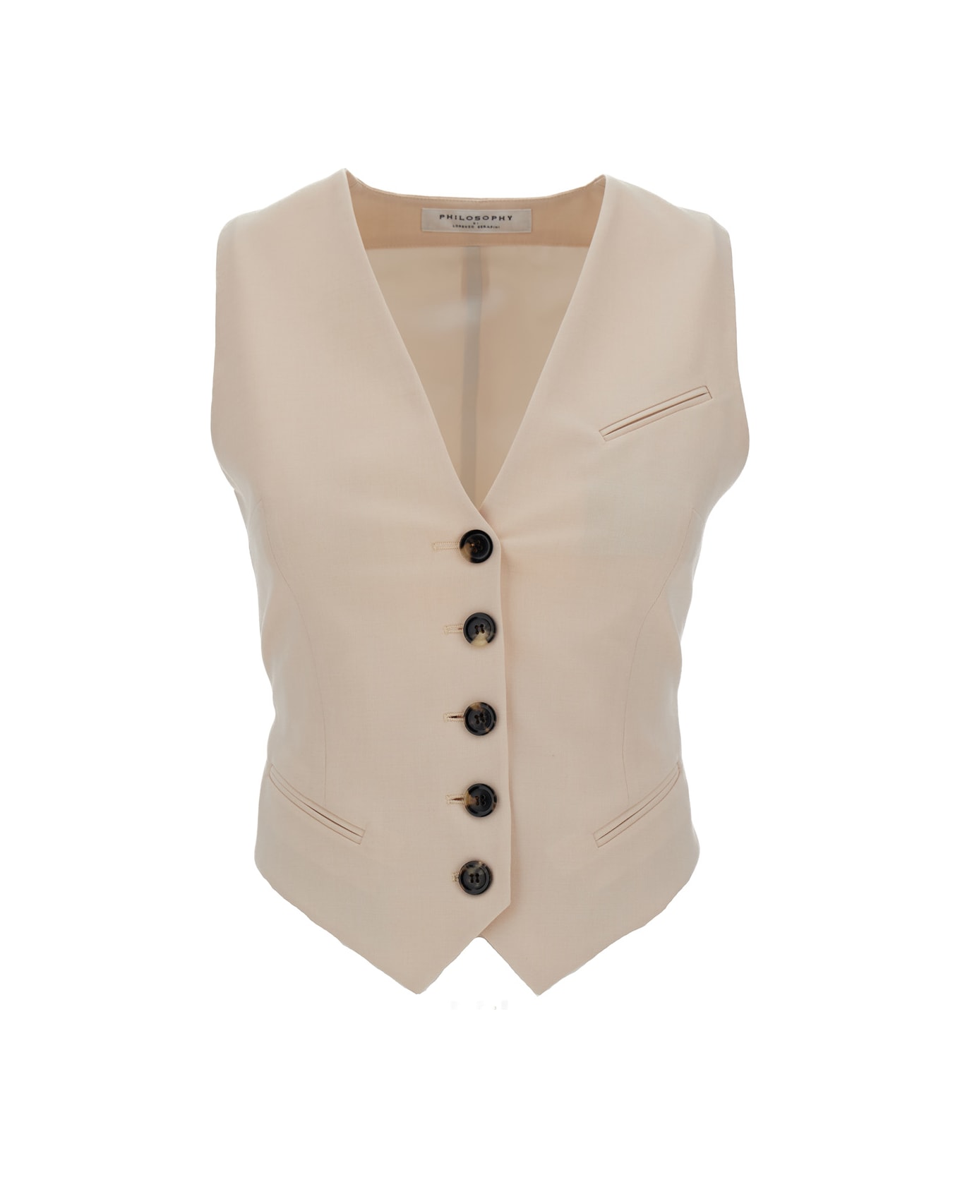 Philosophy di Lorenzo Serafini White 5-button Vest In Wool Blend Woman - White
