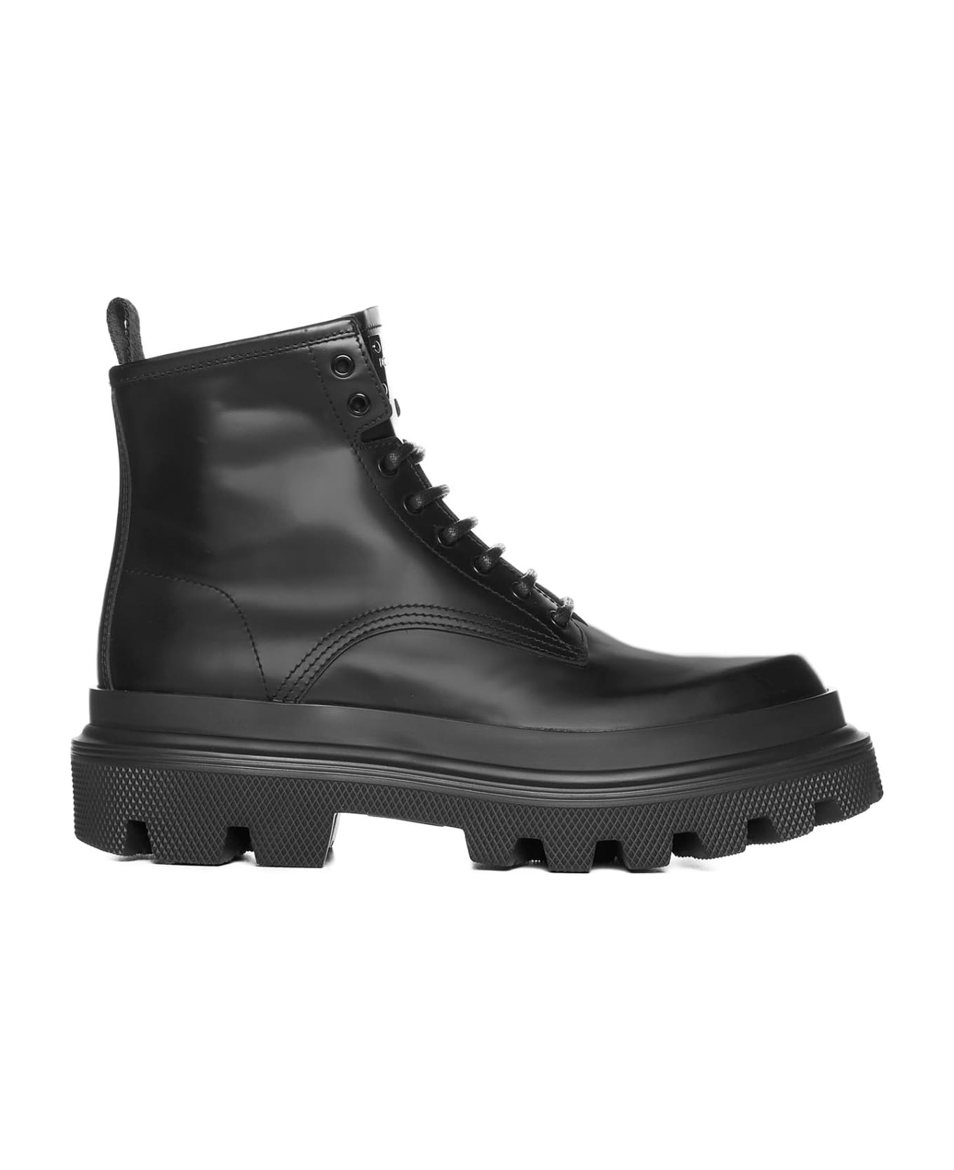 Dolce & Gabbana Ankle Boot With Logo Plaque - Nero ブーツ