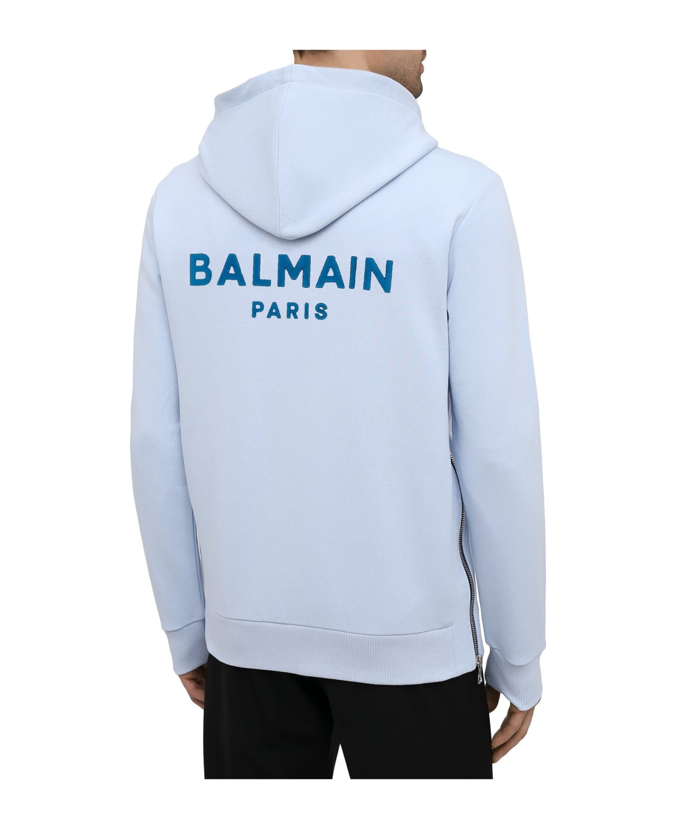 Balmain Zipped Logo Hoodie - White