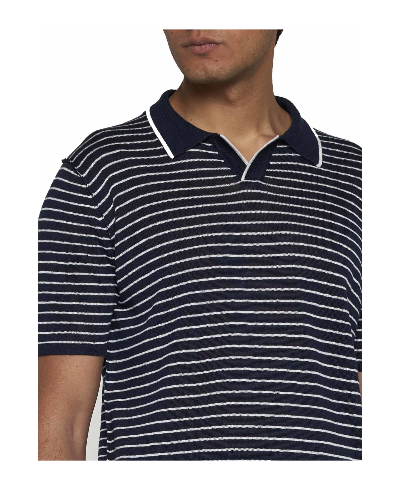 Roberto Collina Polo Shirt - Navy bco ポロシャツ