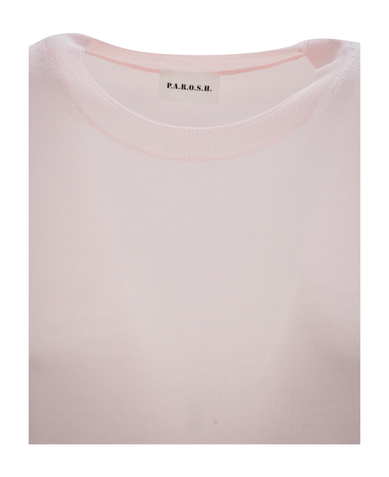 Parosh Linfa Short-sleeve Fine-knit Top - Pink