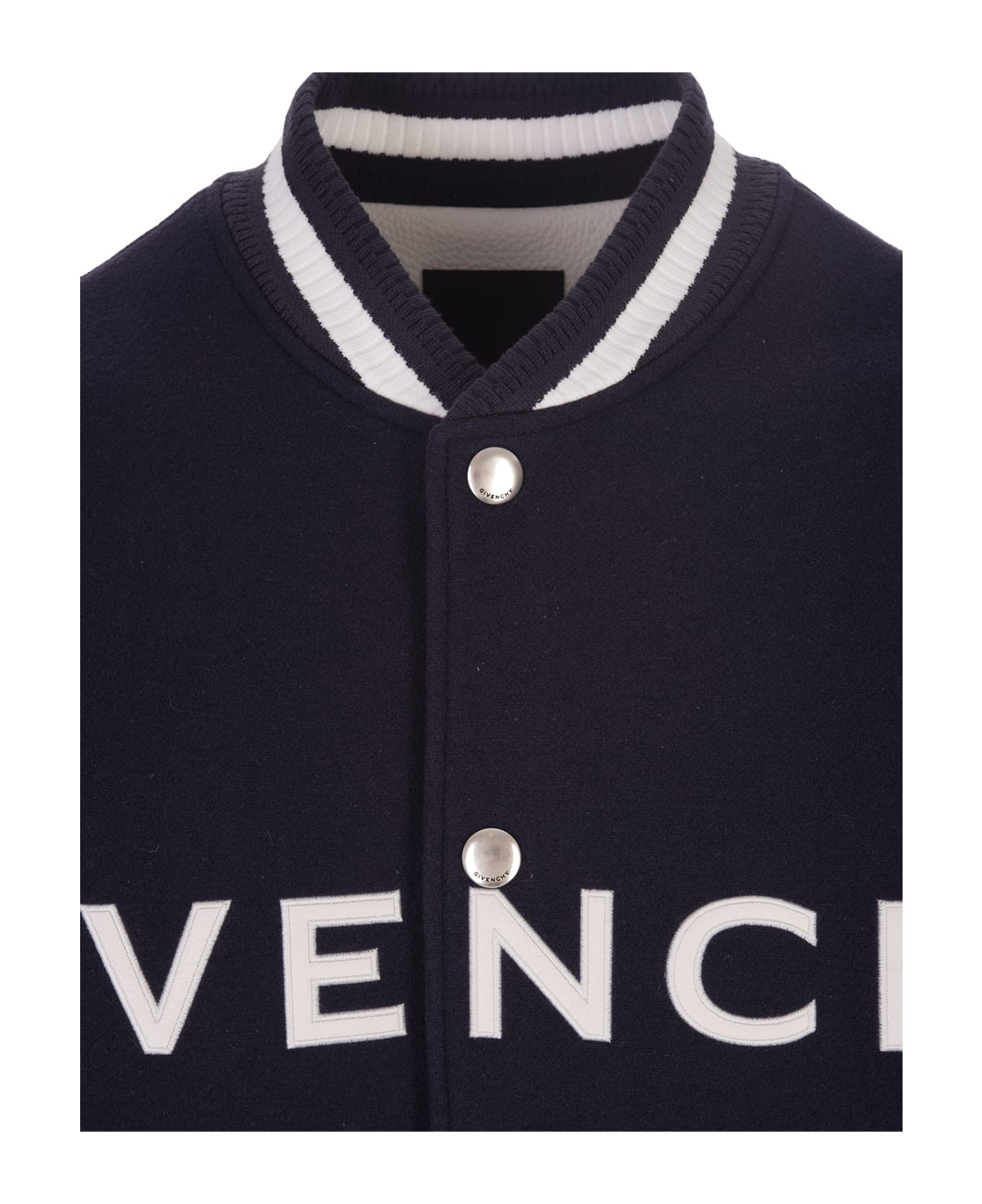 Givenchy Bomber Jacket In Wool And Leather - Blue
