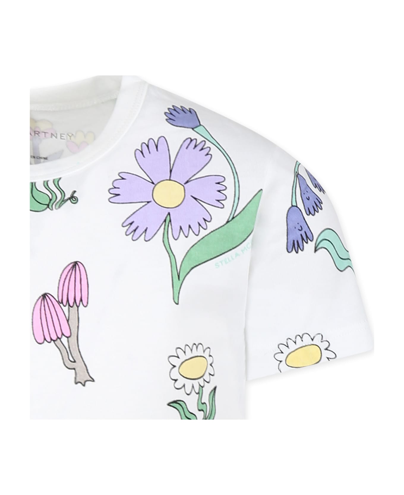 Stella McCartney Kids White T-shirt For Girl With Flowers - White