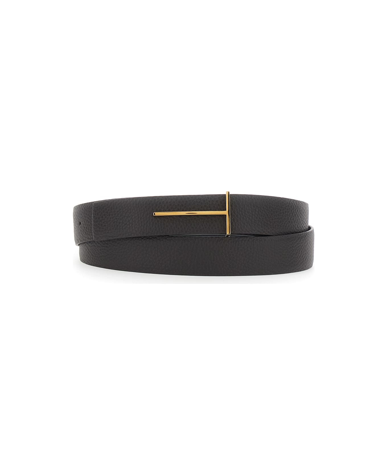 Tom Ford Brown Belt With T Buckle Closure In Leather Man - Brown
