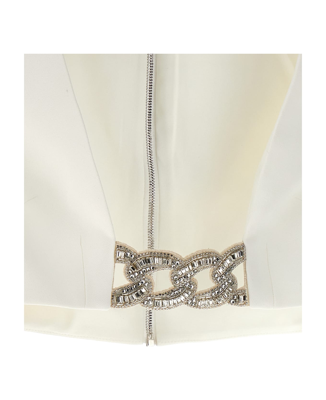 David Koma Top '3d Crystsal Chain And Square Neck' - White