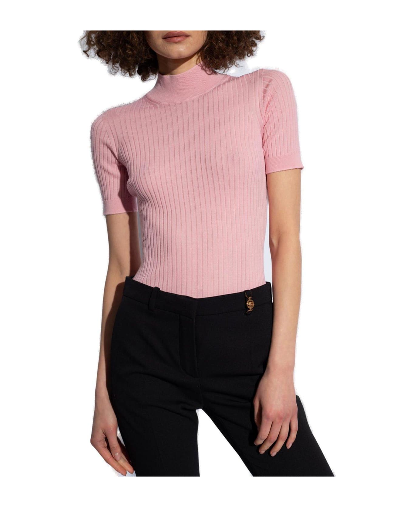 Versace Mock Neck Knitted Top - Rosa Tシャツ