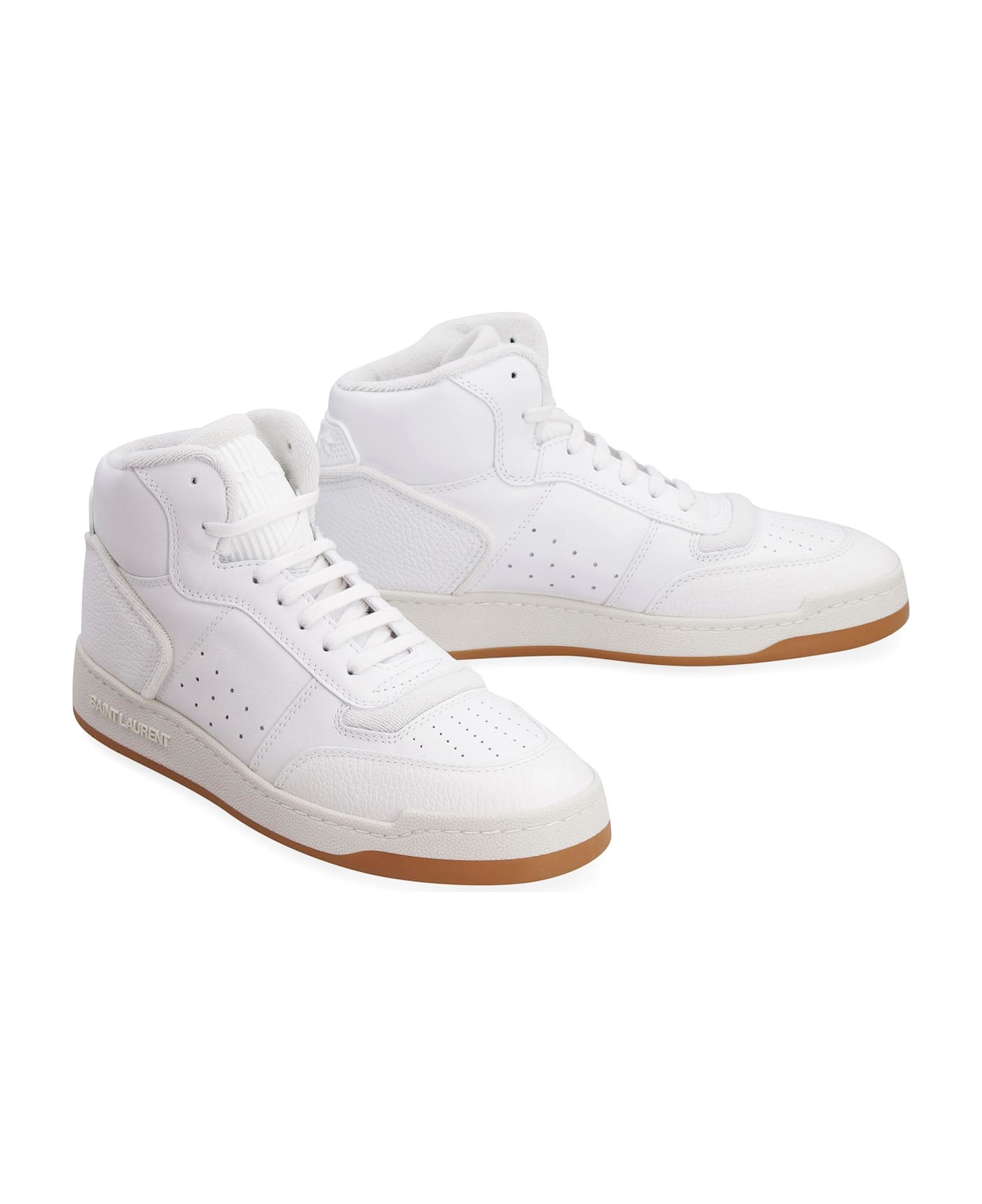 Saint Laurent Sl/80 Leather High-top Sneakers - White