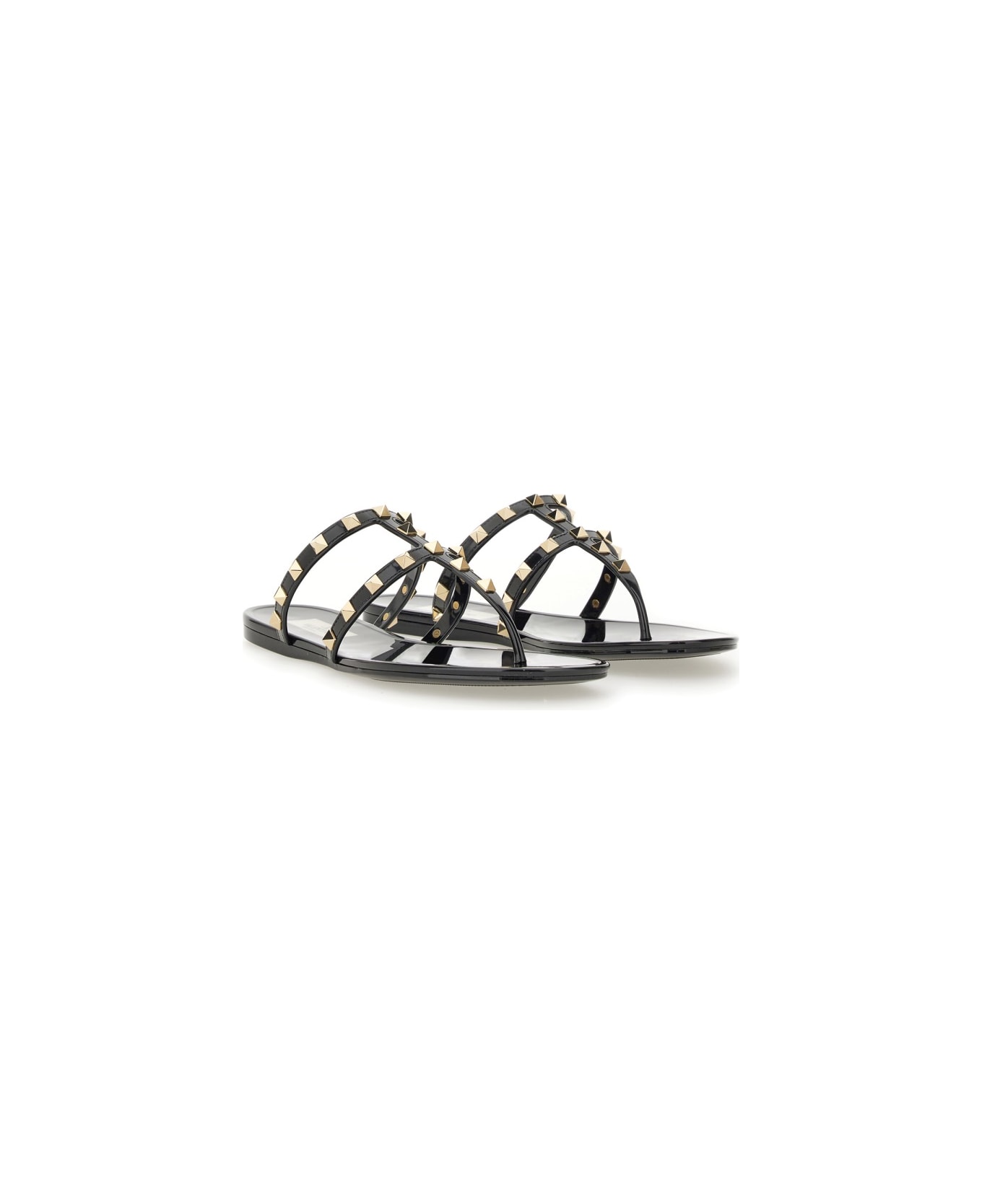 Valentino Garavani Rubber "rockstud" Low Sandal - BLACK