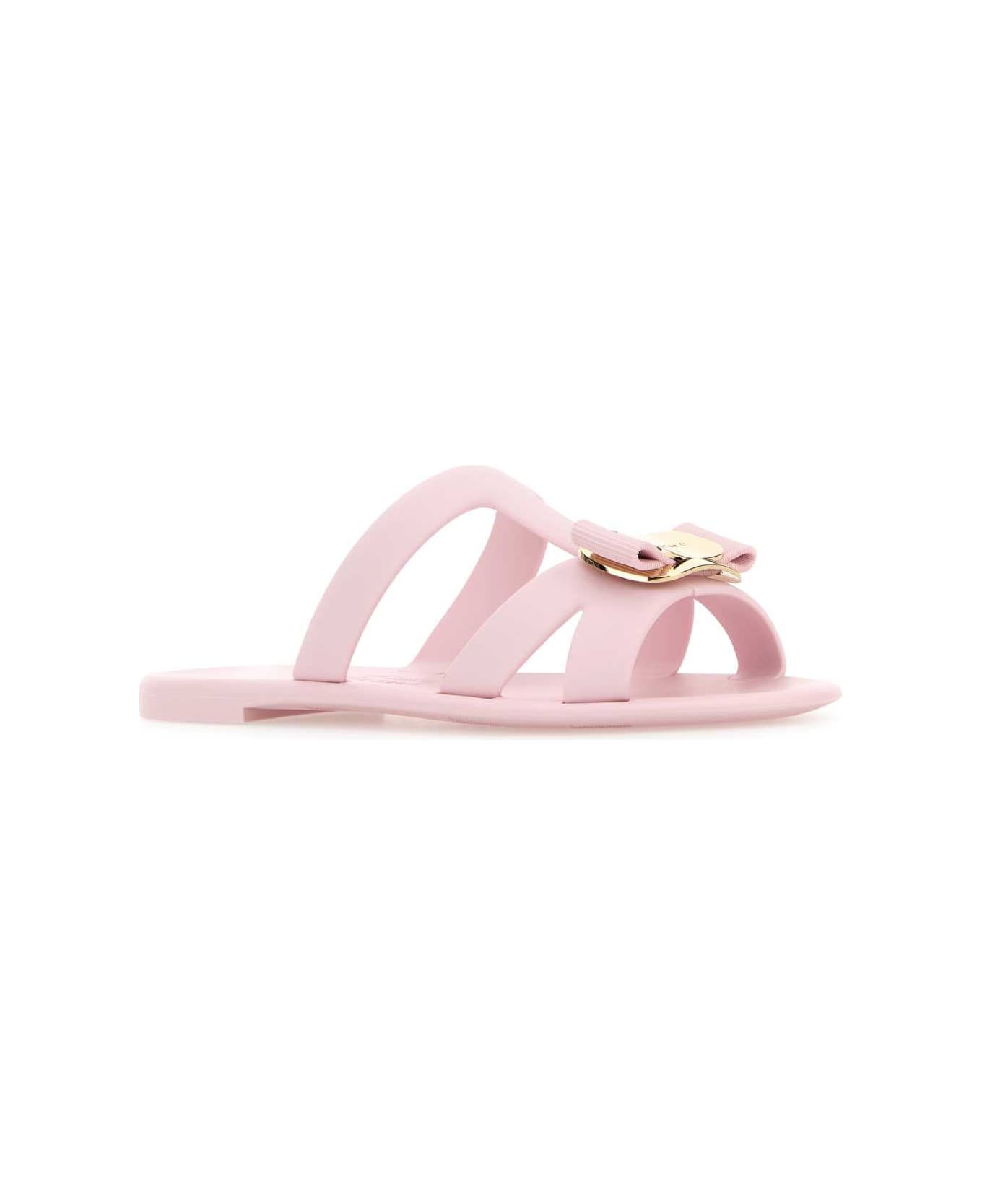 Ferragamo Pastel Pink Rubber Lilou Slippers - COTTONCANDY