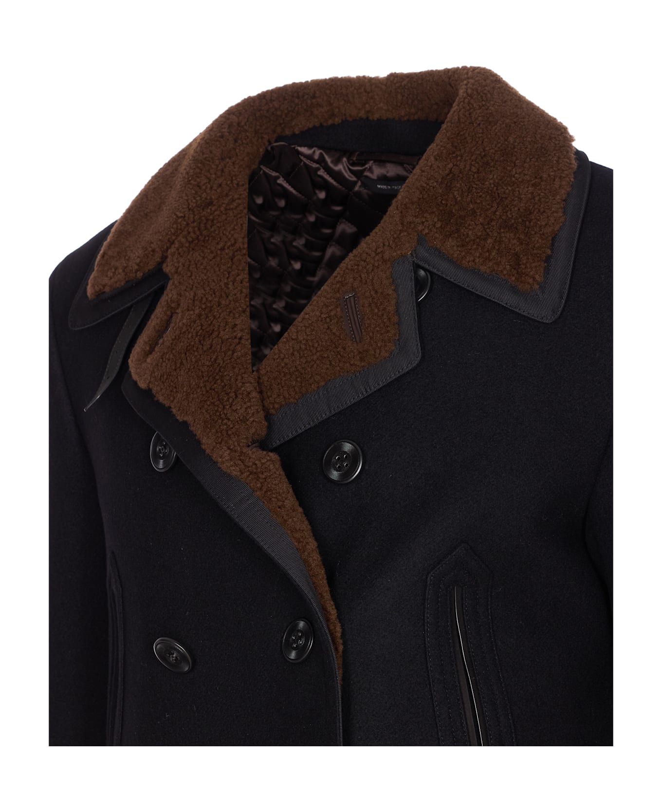 Tom Ford Japanese Melton Peacoat - Black