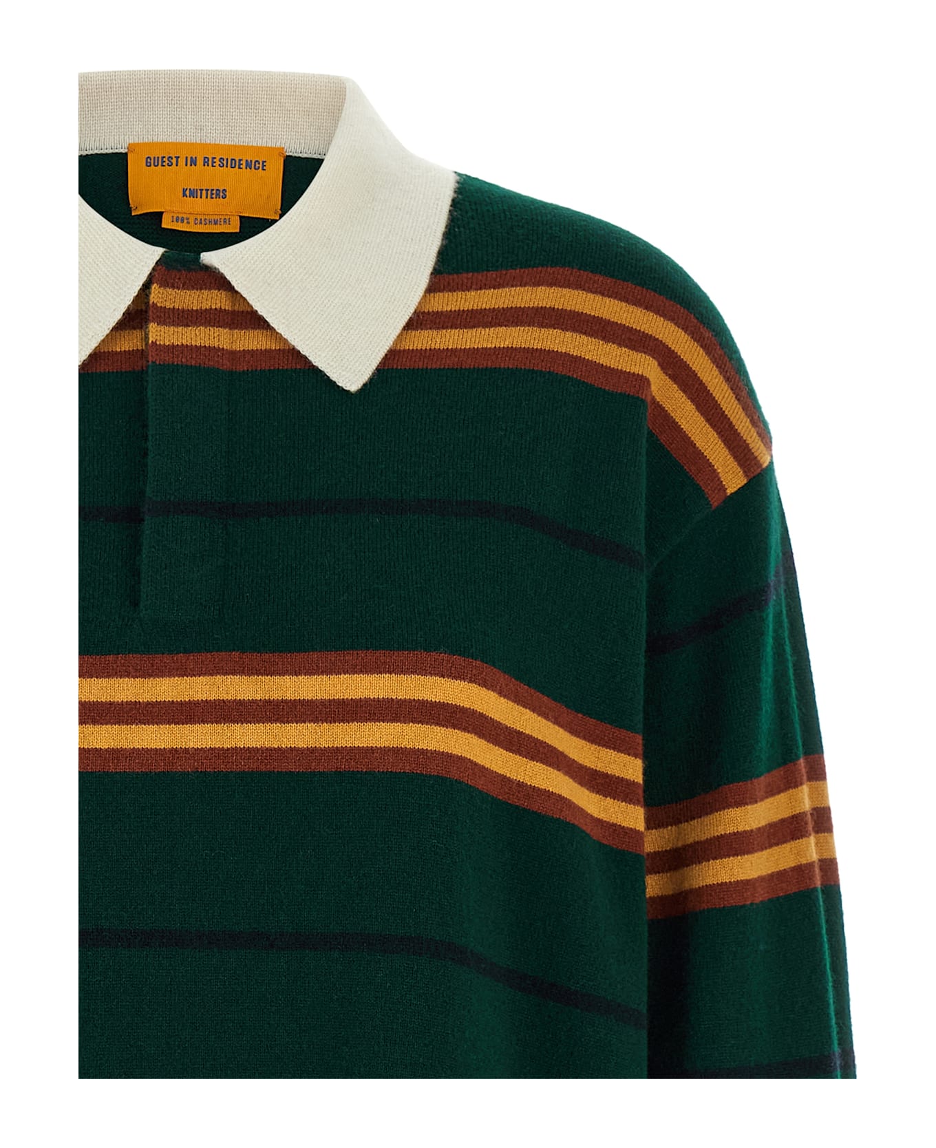 Guest in Residence 
striped Rugby
 Polo Shirt - Green