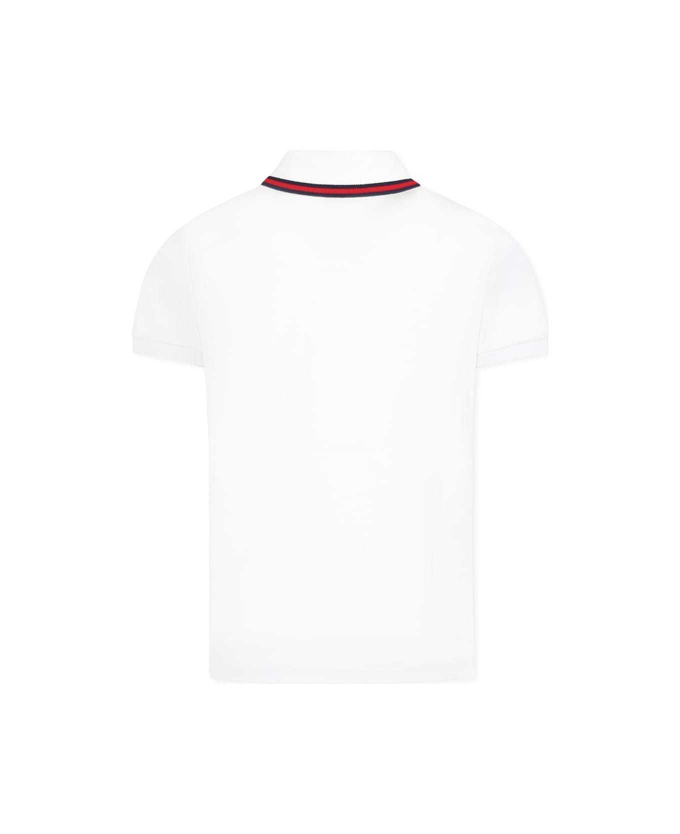 Gucci White Polo Shirt For Boy With Web Detail - White
