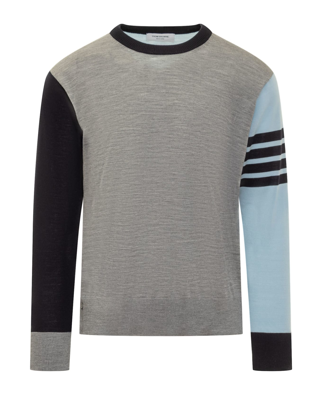 Thom Browne 4-bar Striped Fun Mix Sweater - LIGHT BLUE