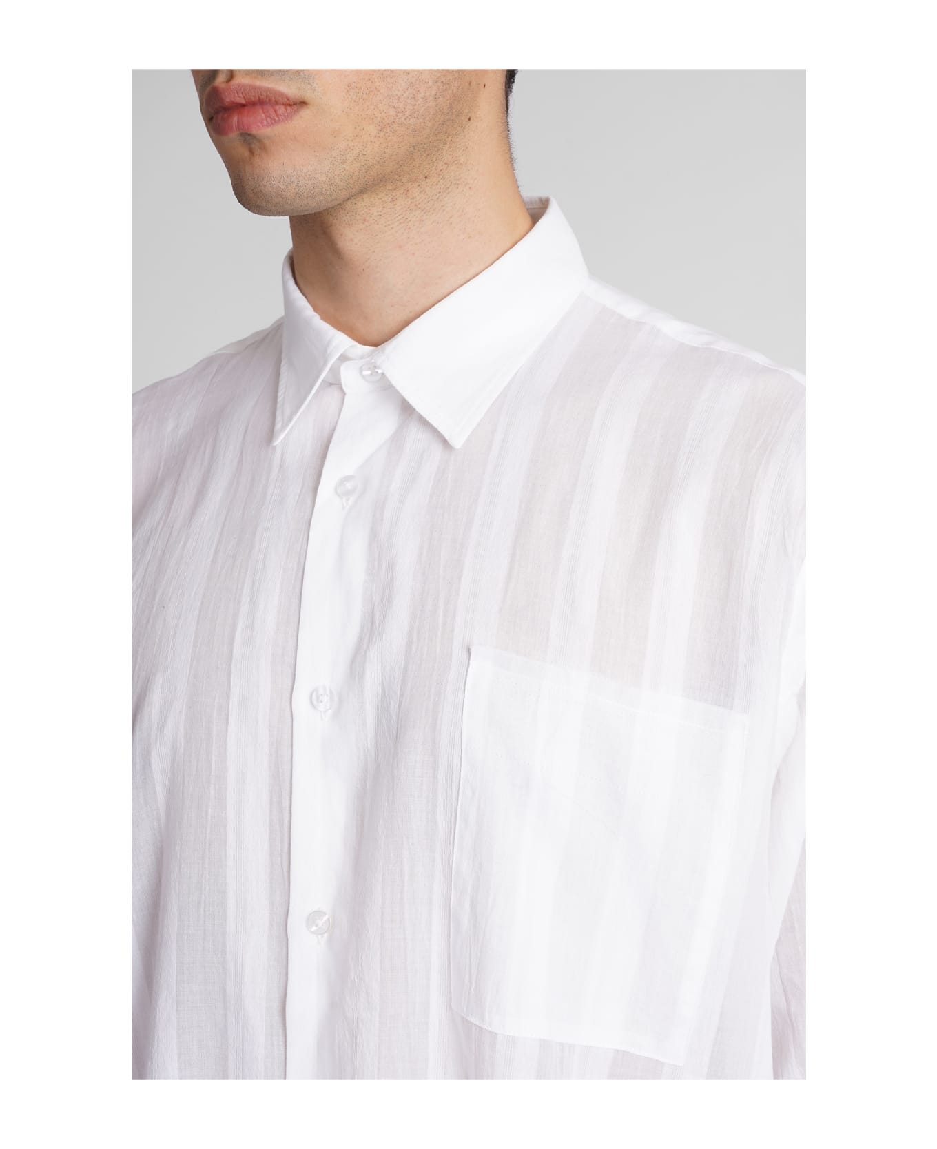 Paura Erzin Shirt In White Cotton - white