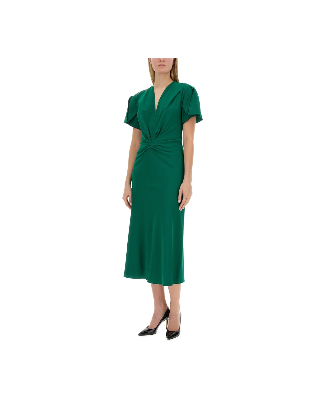 Victoria Beckham V-neck Dress - GREEN
