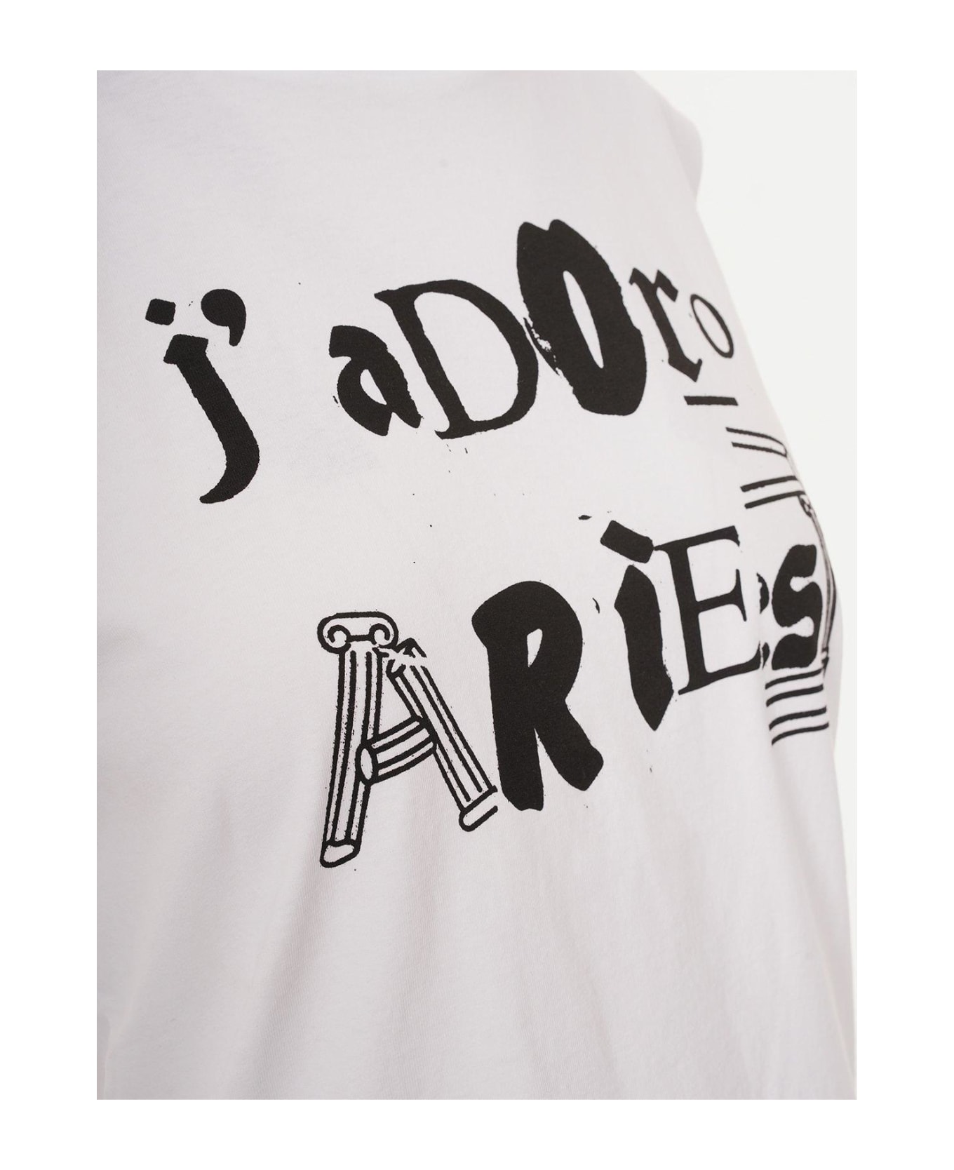 Aries Graphic Printed Sleeveless Vest - White
