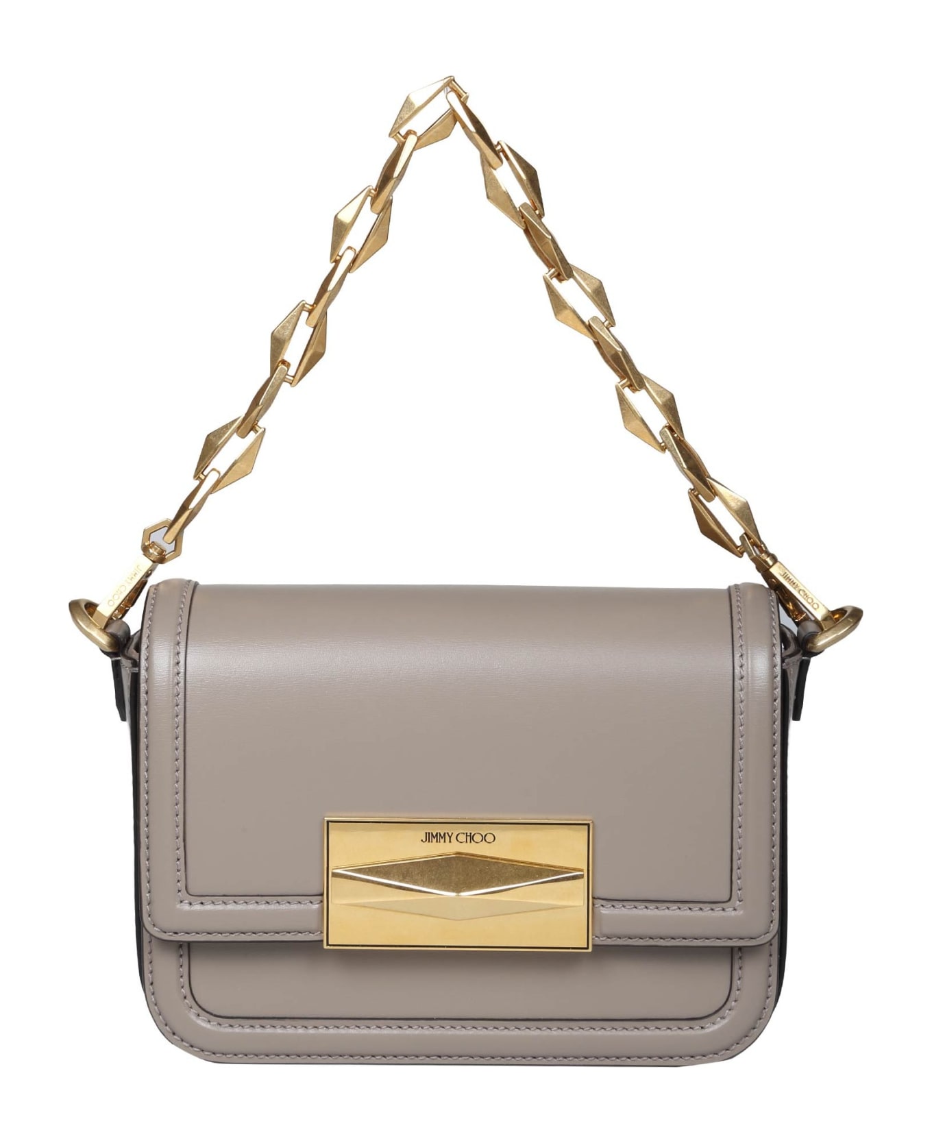 Jimmy Choo Diamond Crossbody Bag In Taupe Color Leather - Taupe