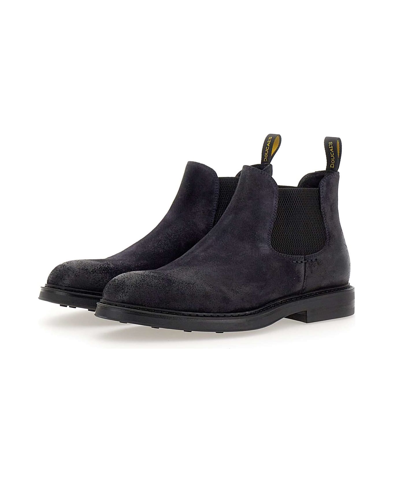 Doucal's "oil" Ankle Boot In Suede - BLUE