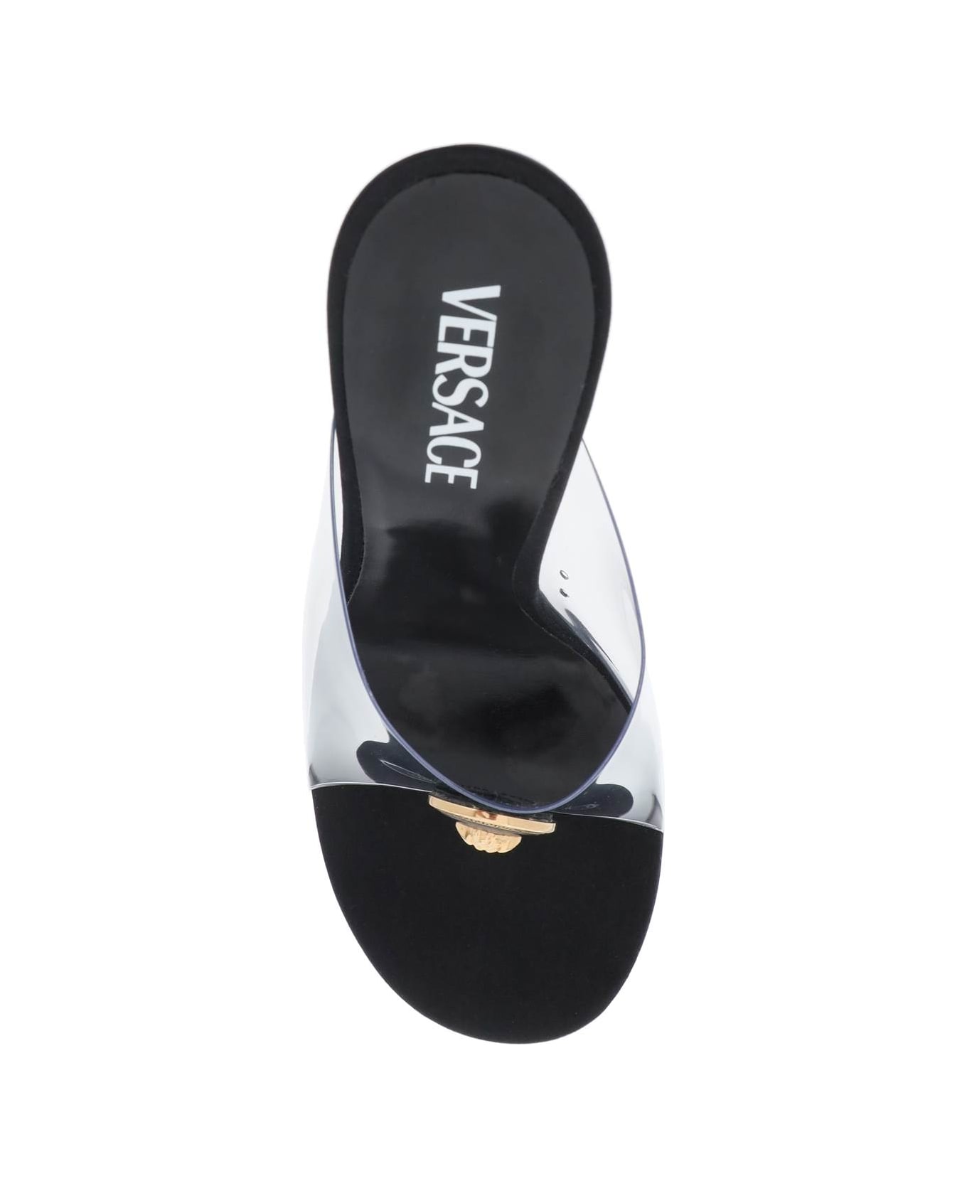 Versace 'vagabond' Sandals In Black Polyvinyl Chloride - Tranparente/nero/oro Versace サンダル