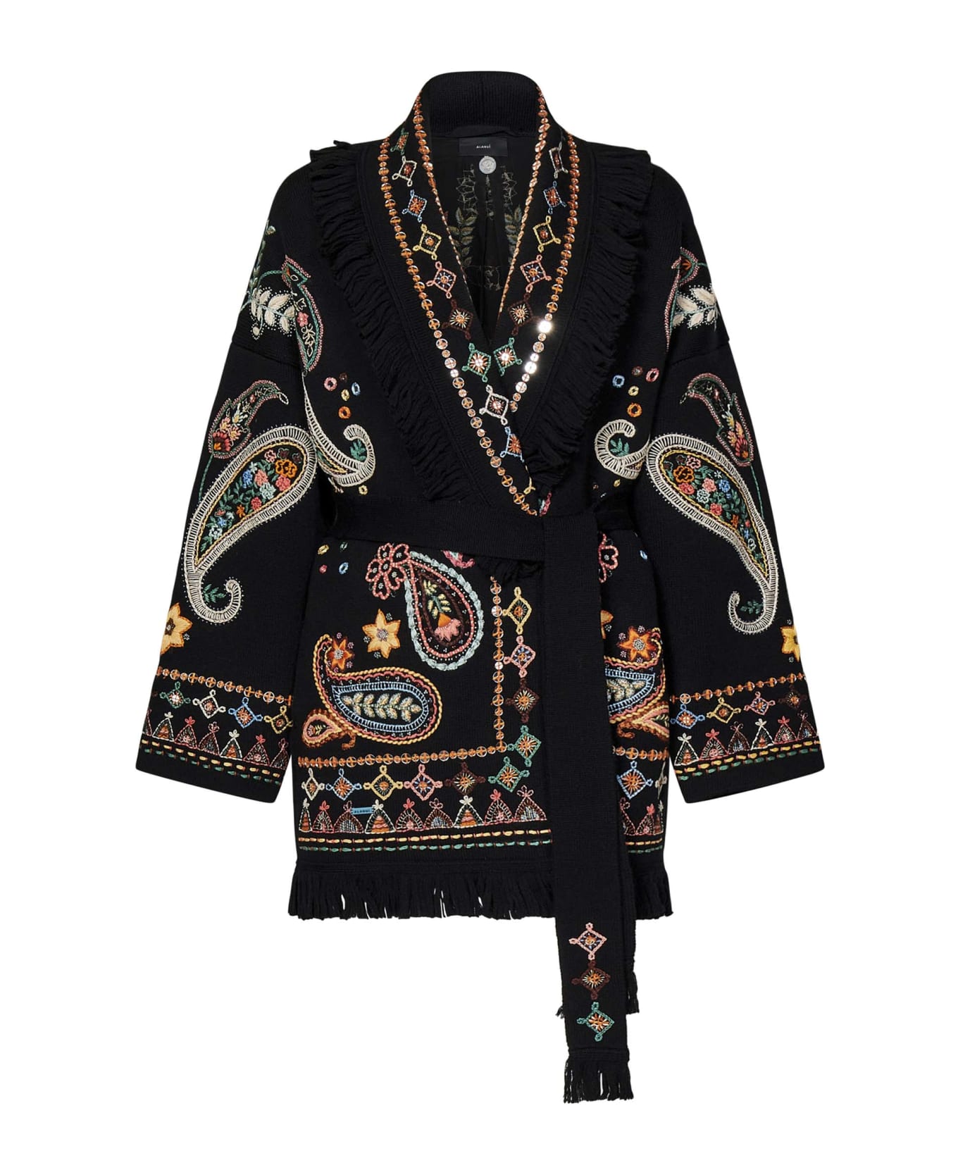 Alanui Inner Energy Embroidered Belted Fringed Cardigan - 1084