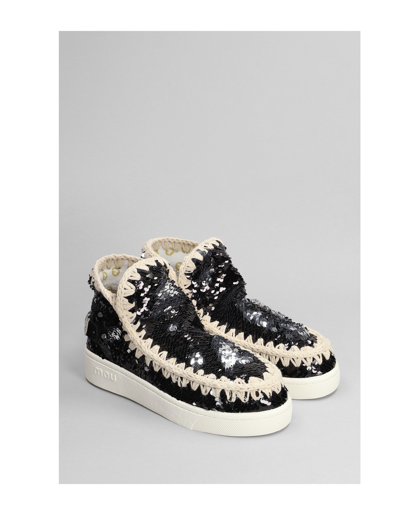 Mou Eskimo Sneaker Low Heels Ankle Boots In Black Synthetic Fibers - black