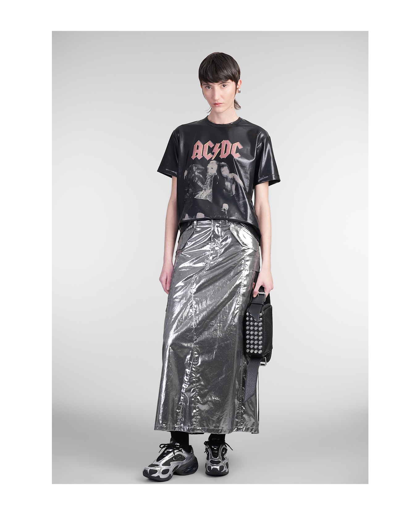 Junya Watanabe Skirt In Silver Cotton - silver