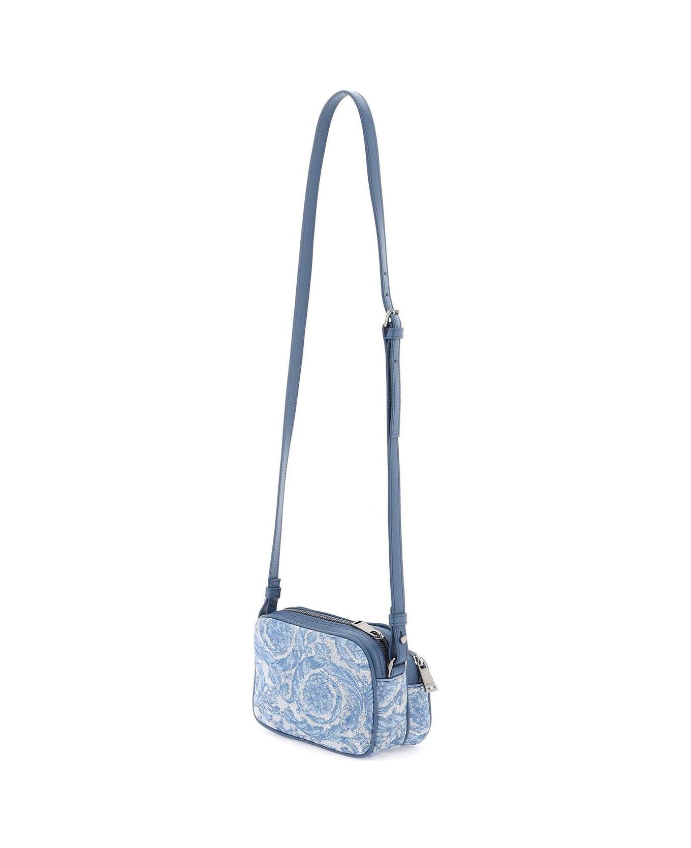 Versace Barocco Athena Zip-up Messenger Bag - BABY BLUE GENTIAN BLUE RU (Light blue)