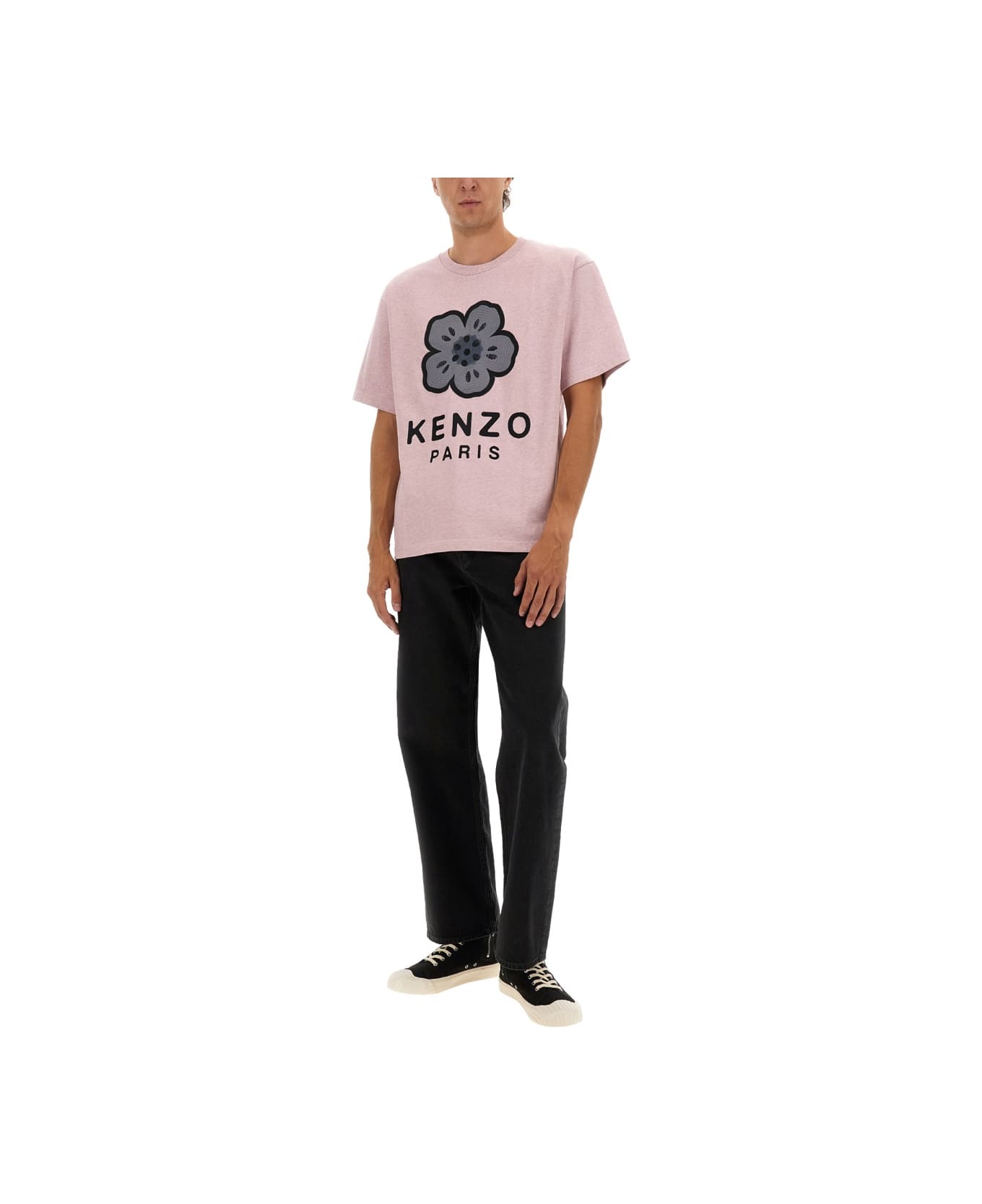 Kenzo Oversized T-shirt With "boke Flower" Embroidery - PINK