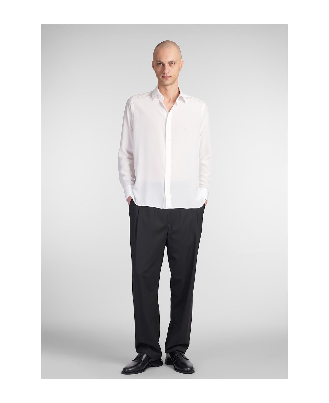 Laneus Shirt In White Silk - white
