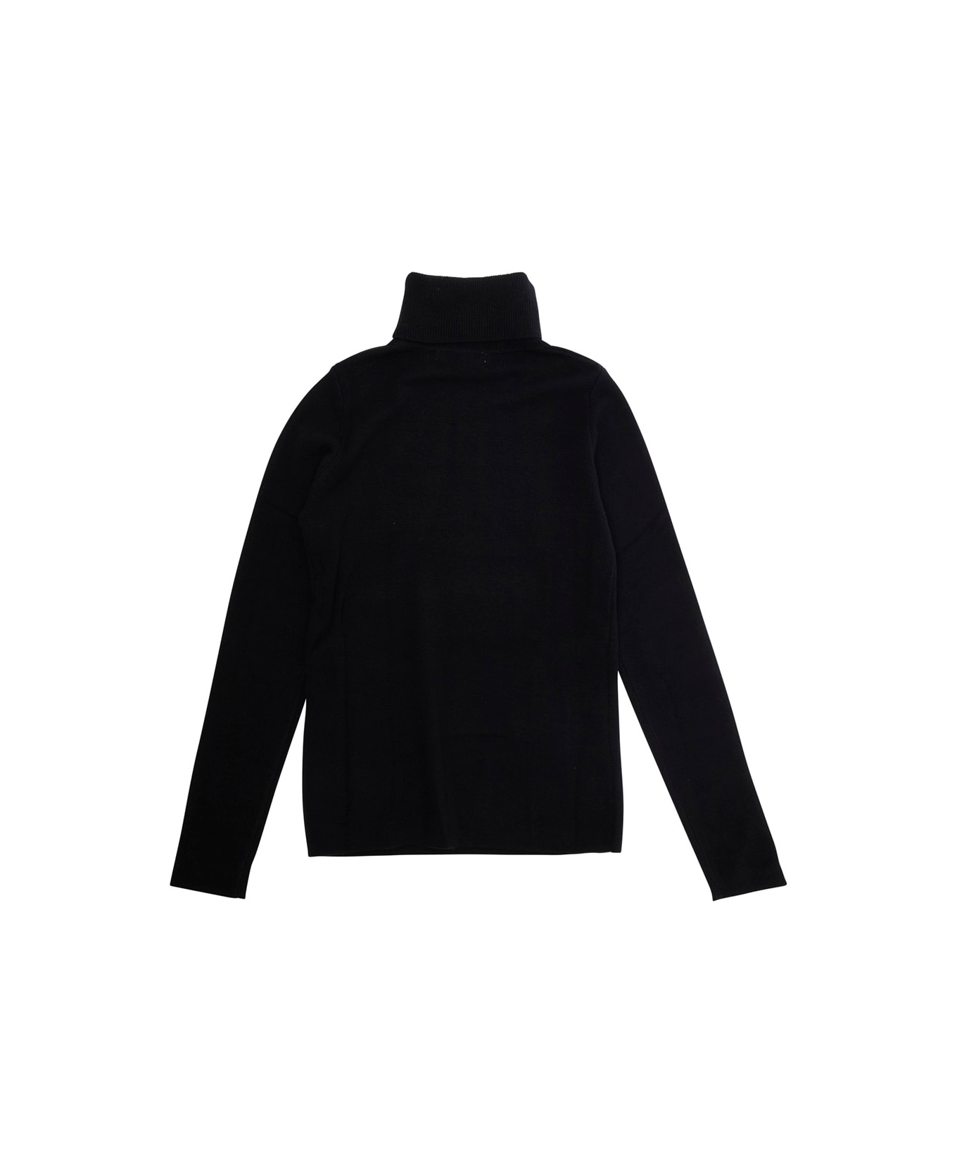 Marni Black High Neck Jumperwith Logo On Front In Wool Blend Girl - Black