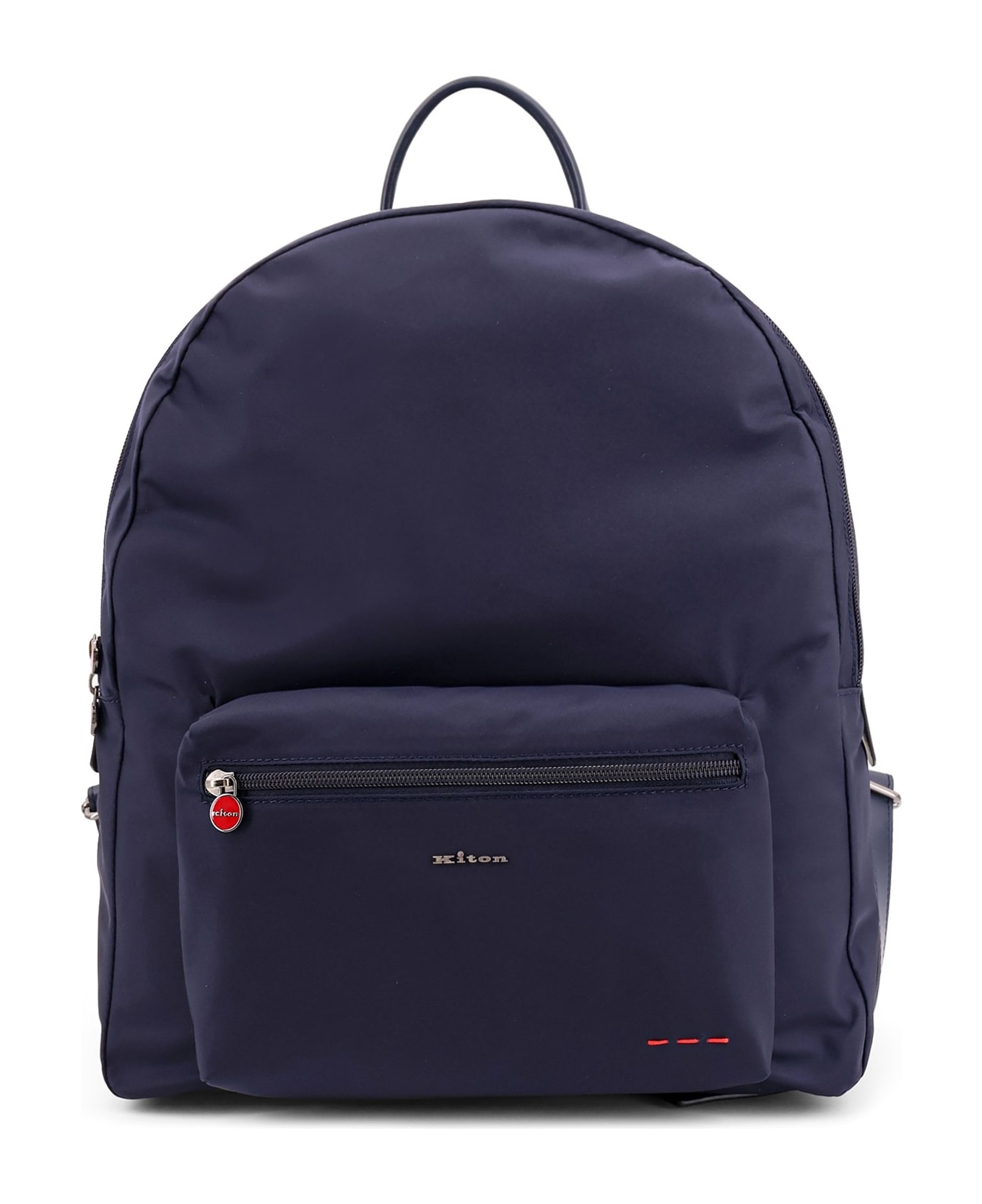 Kiton Nylon Backpack With Metal Lettering Logo - Blue
