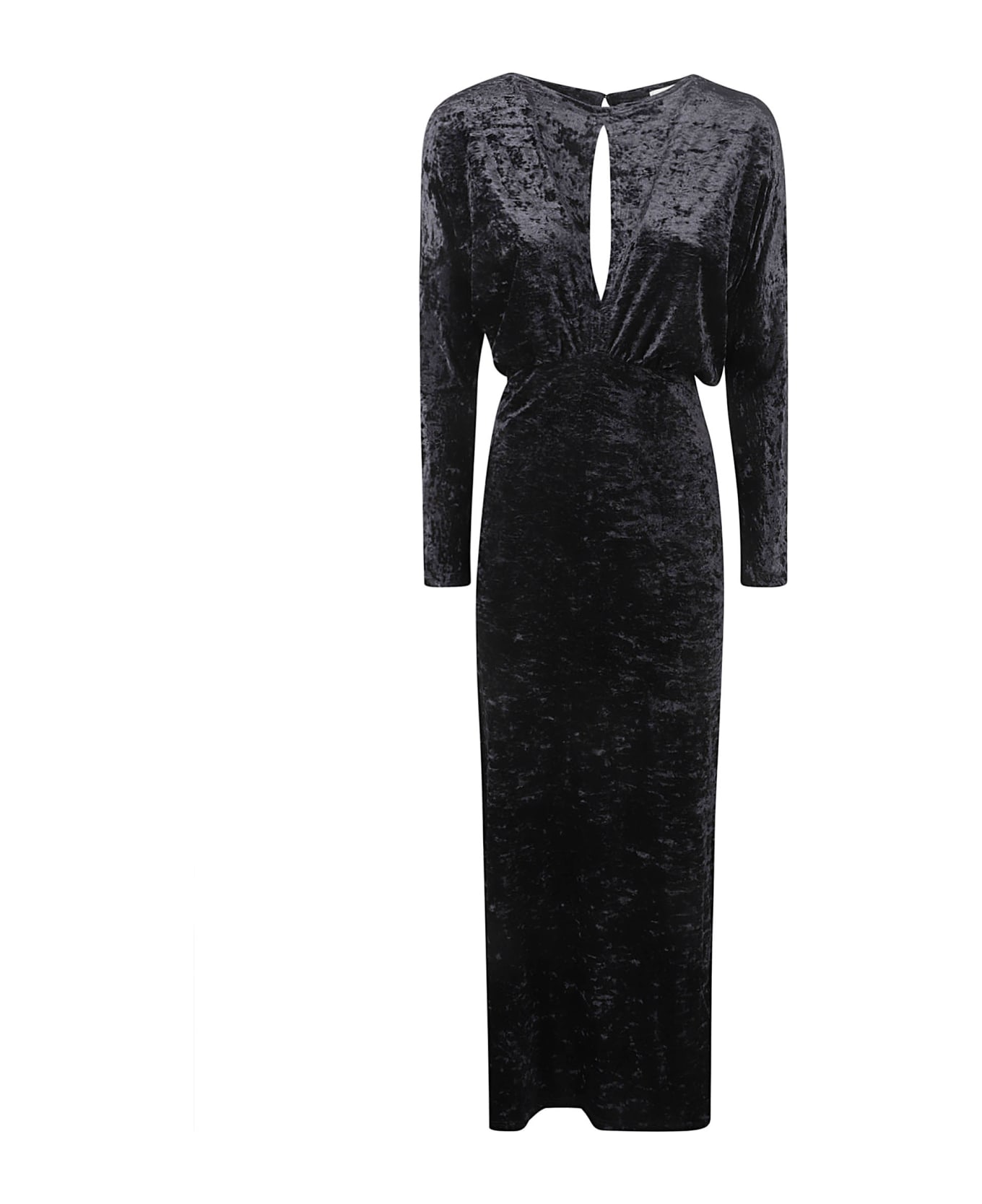 Parosh Stretch Velvet Midi Dress - Black