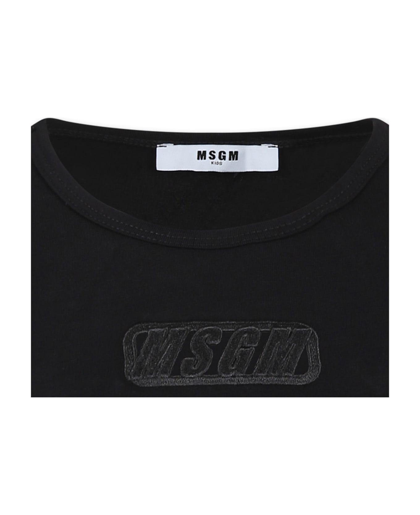 MSGM Black T-shirt For Girl With Logo - Black