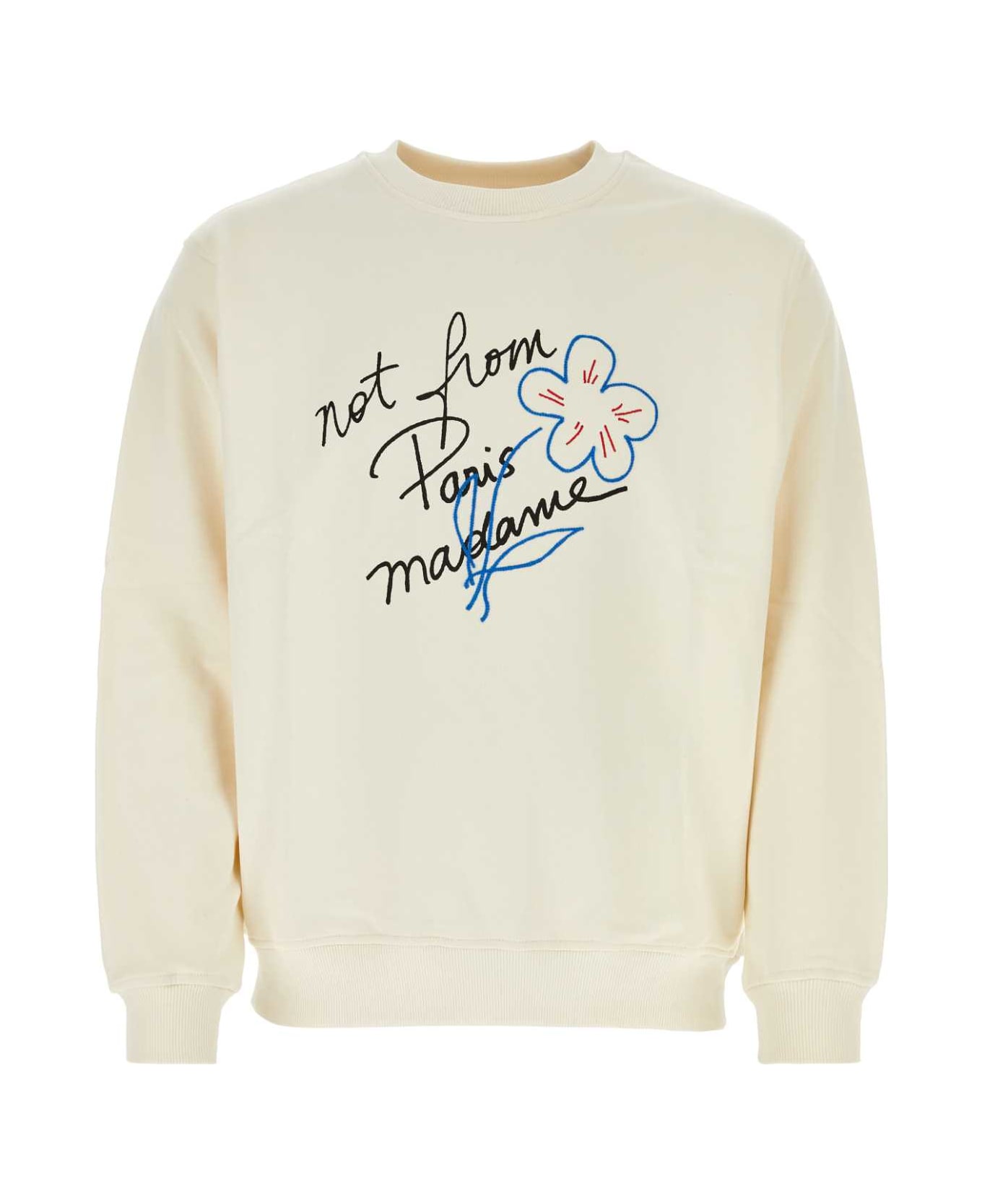 Drôle de Monsieur Cream Cotton Slogan Esquisse Sweatshirt - CREAM