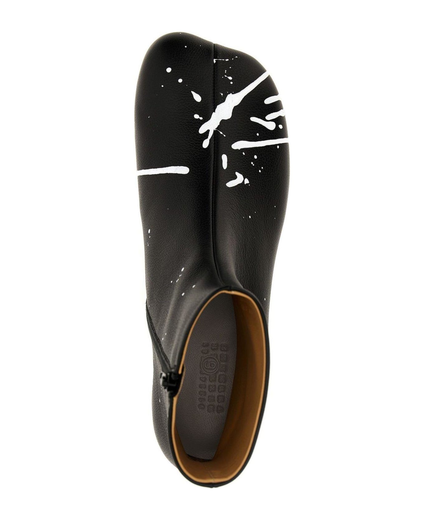 MM6 Maison Margiela Anatomic Paint Splatter Printed Ankle Boots - White/Black name:458