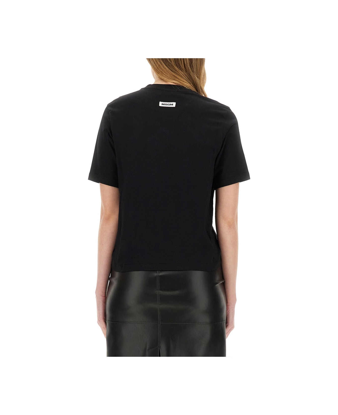 MSGM Asymmetrical T-shirt - BLACK