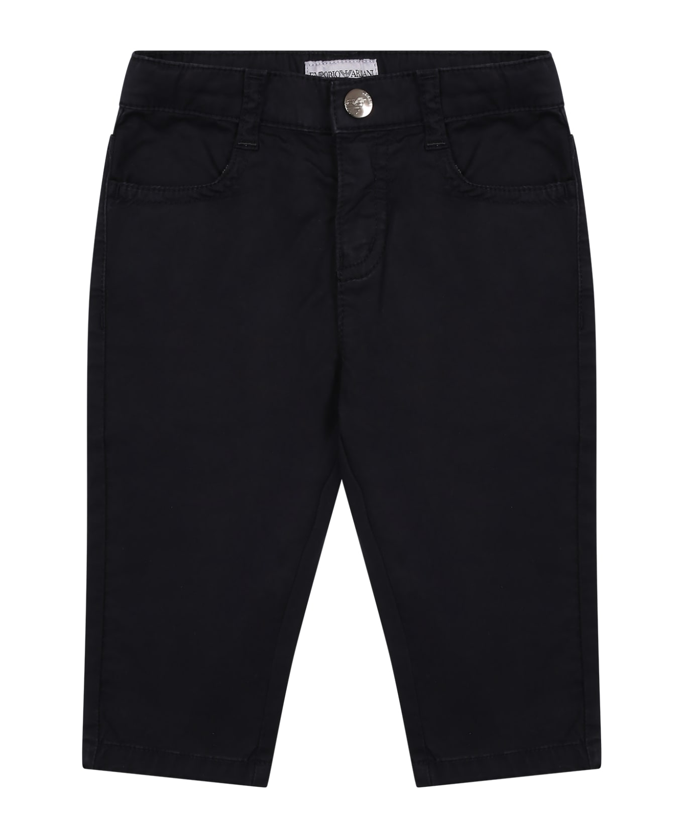 Emporio Armani Blue Trousers For Baby Boy With Logo - Blue ボトムス