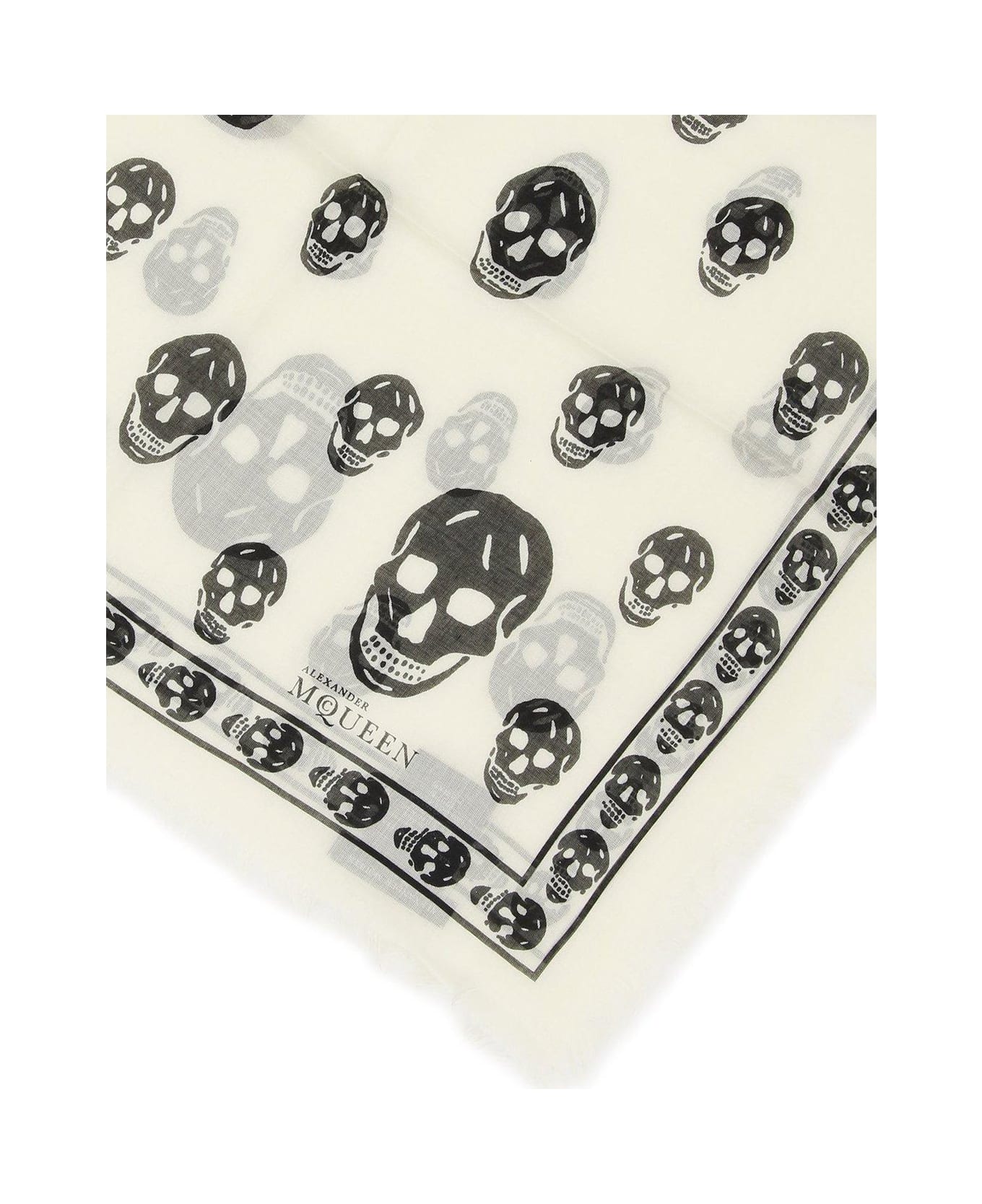 Alexander McQueen Skull Motif Scarf - Avorio e Nero